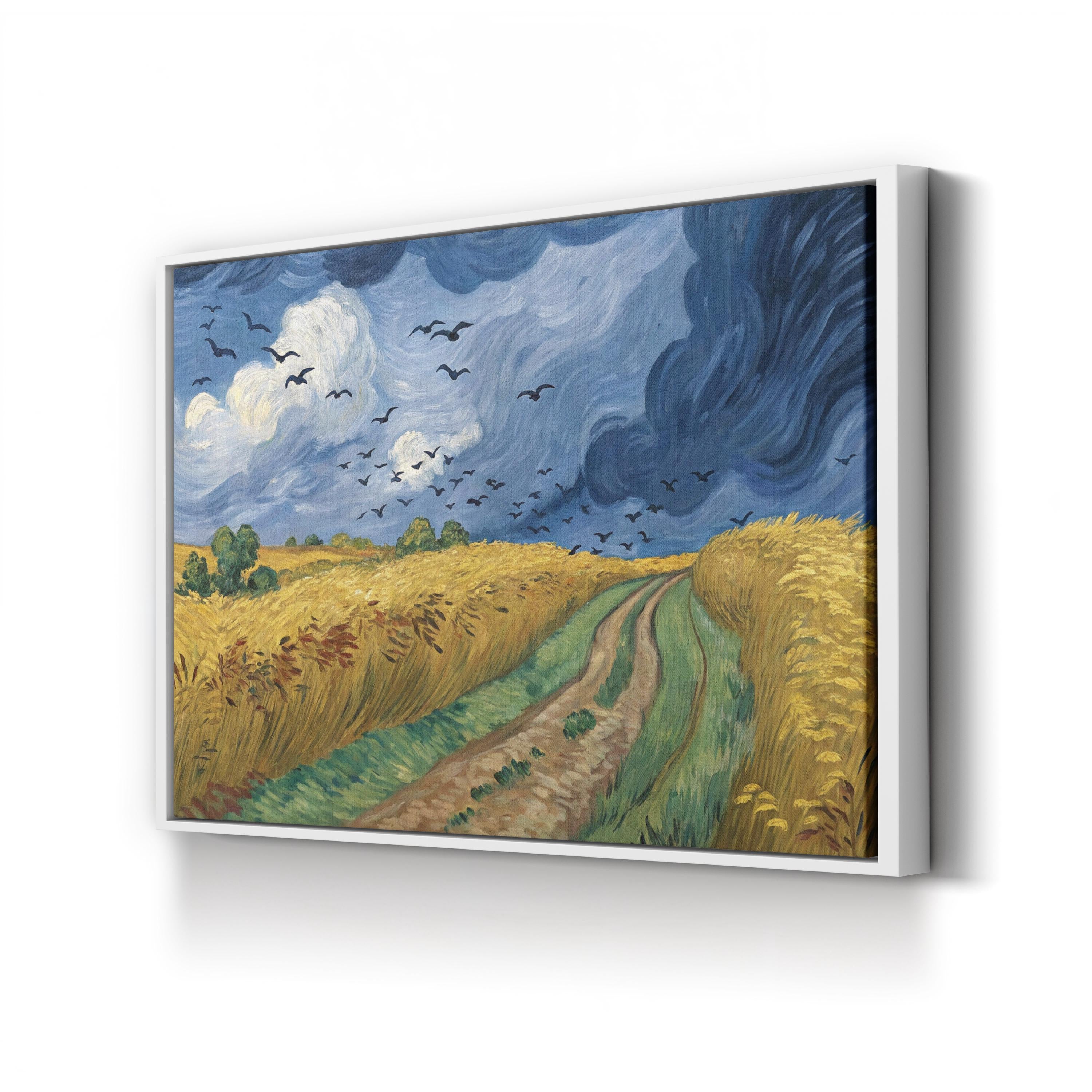 Wheatfield with Crows by Vincent van Gogh canvas print in gold frame