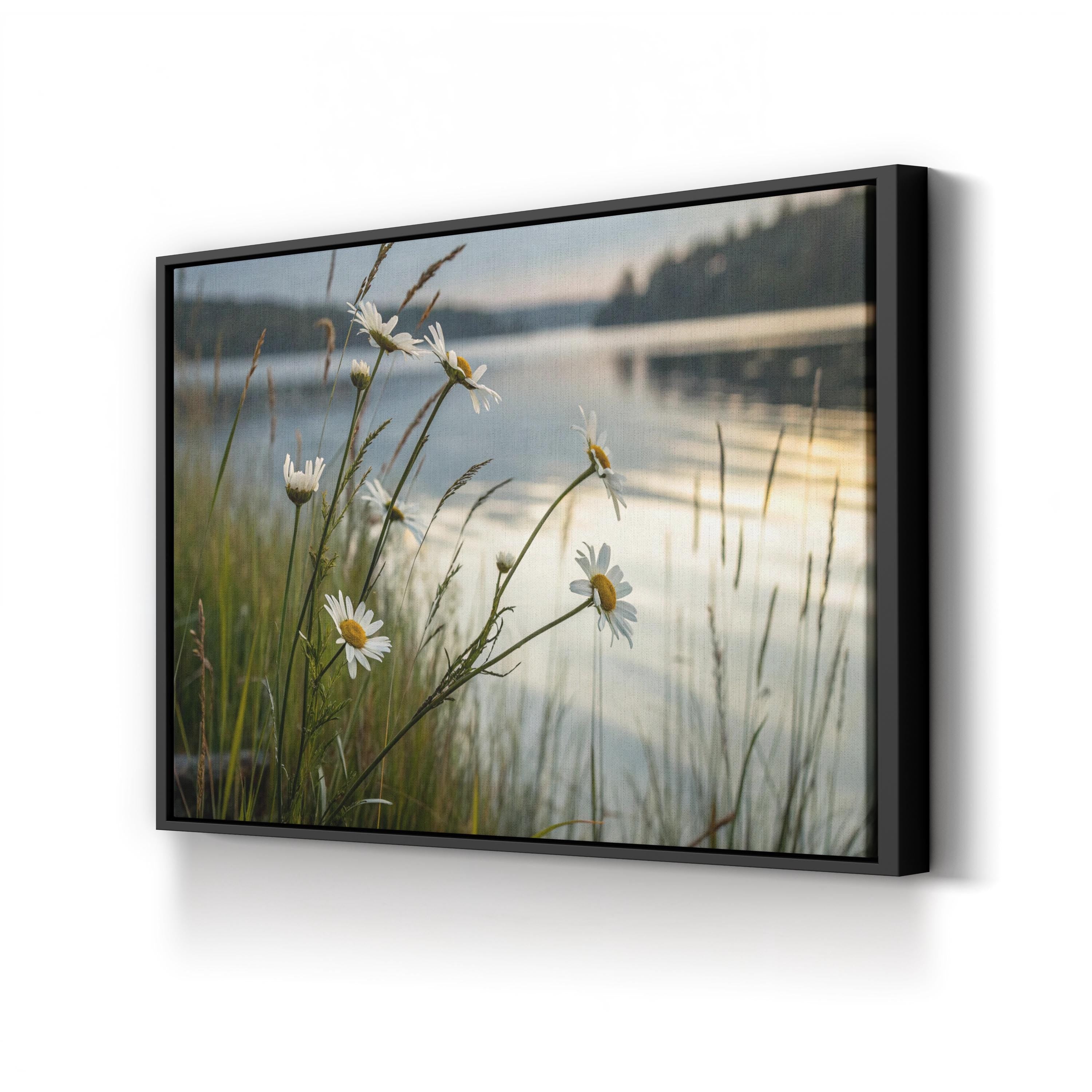 Lake Welsperg Canvas Wall Art — Tranquil Lakeside Floral Landscape Print, South Tyrol Italy
