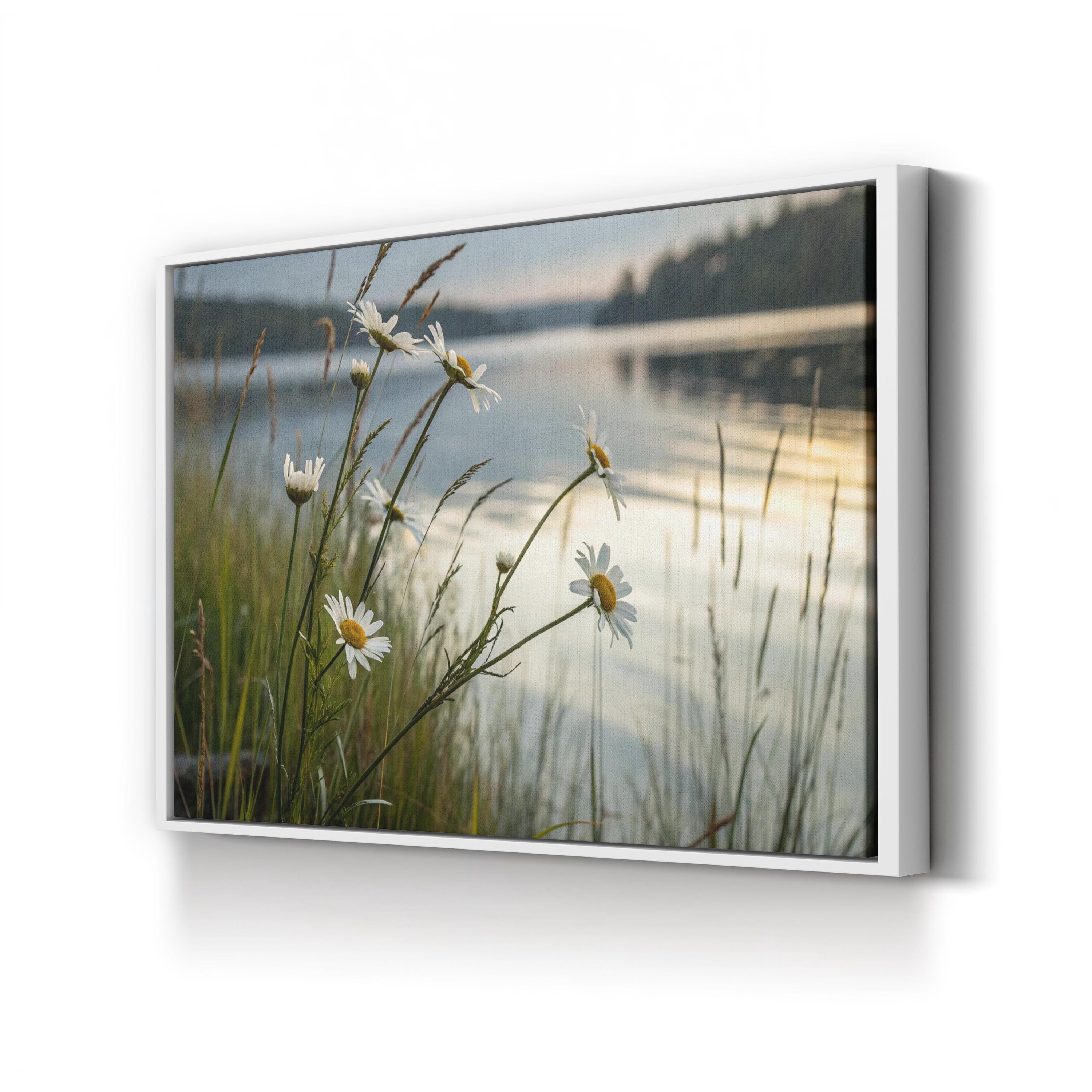 Lake Welsperg Canvas Wall Art — Tranquil Lakeside Floral Landscape Print, South Tyrol Italy