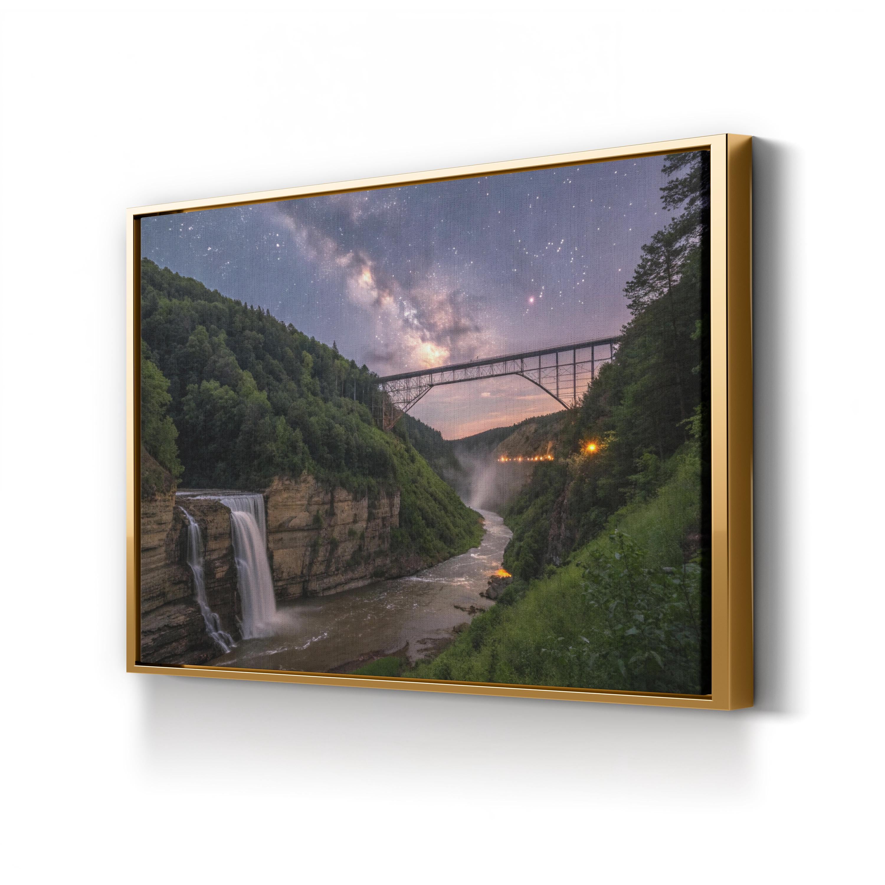 Letchworth Trestle Bridge Gorge – Vintage Photography Wall Art | Waterfall Canvas Print