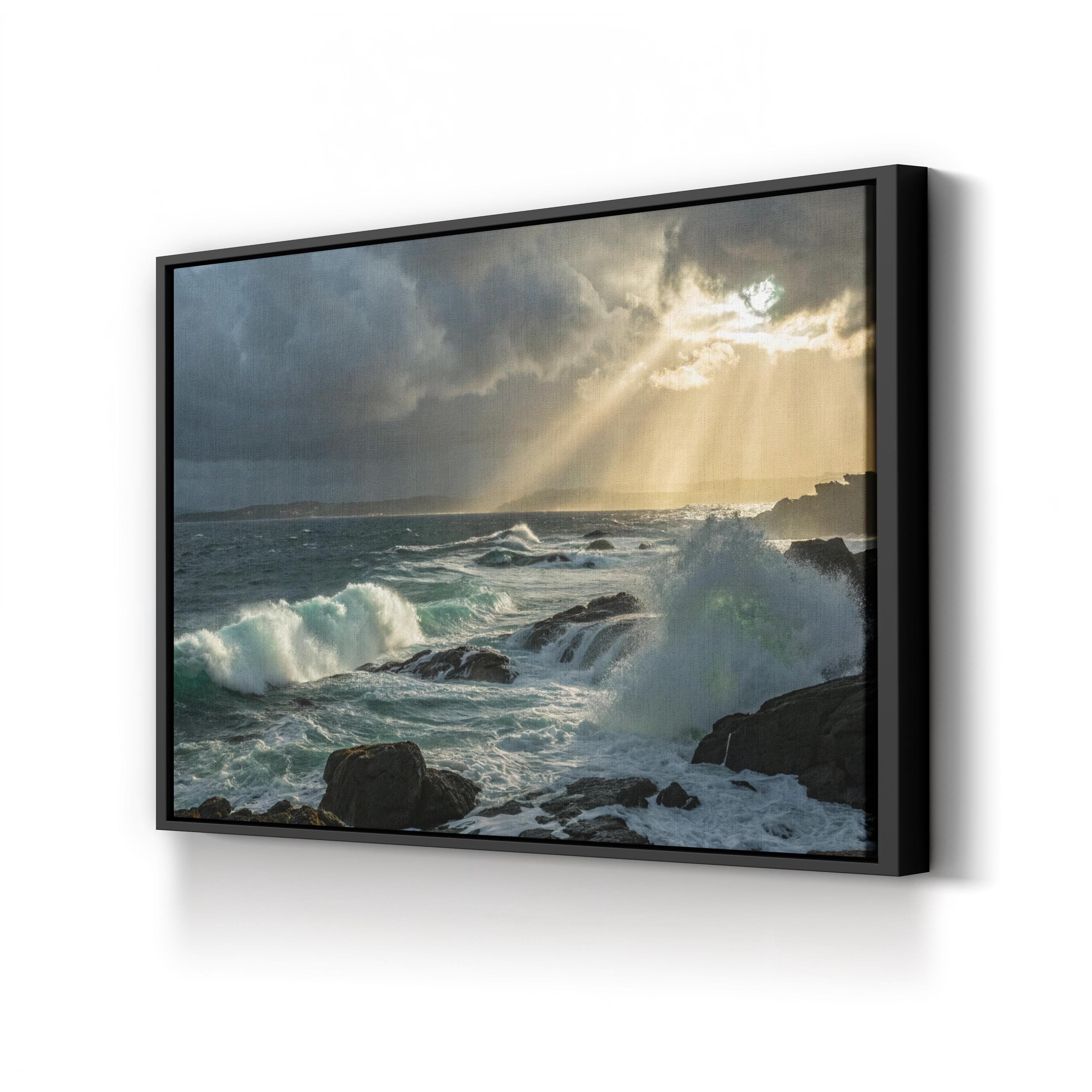 Dramatic Ocean Waves – Framed Coastal Seascape Canvas