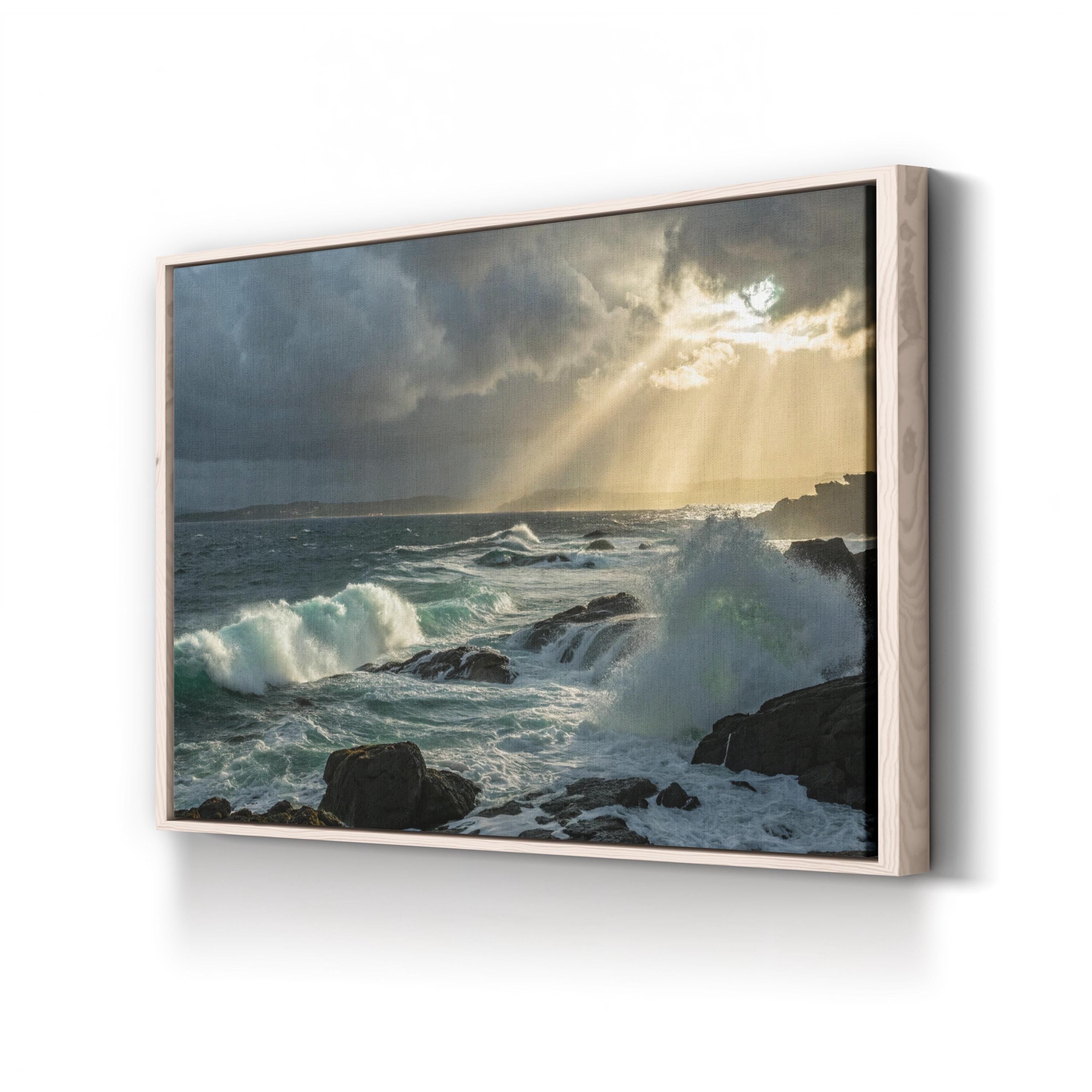 Dramatic Ocean Waves – Framed Coastal Seascape Canvas