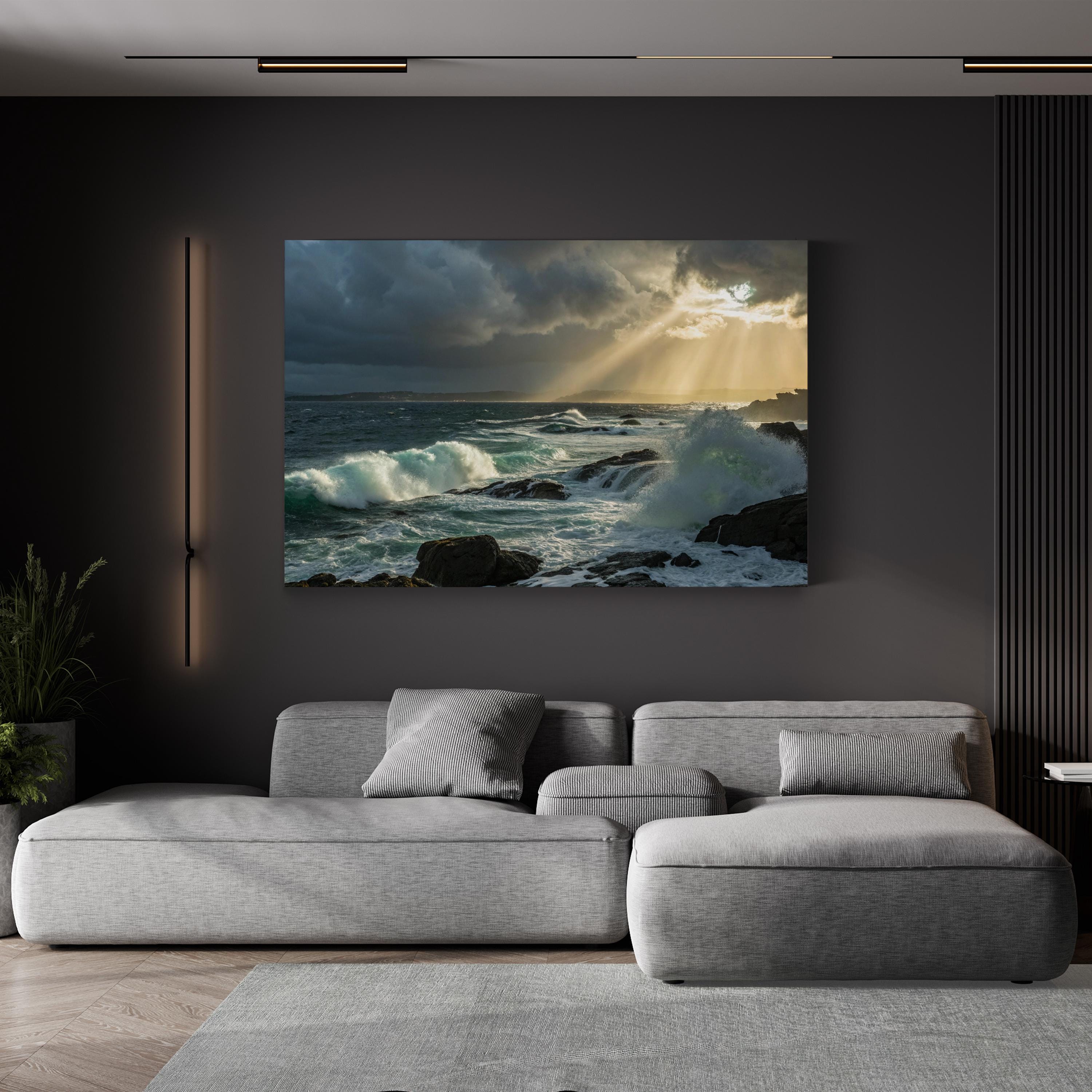 Dramatic Ocean Waves – Framed Coastal Seascape Canvas