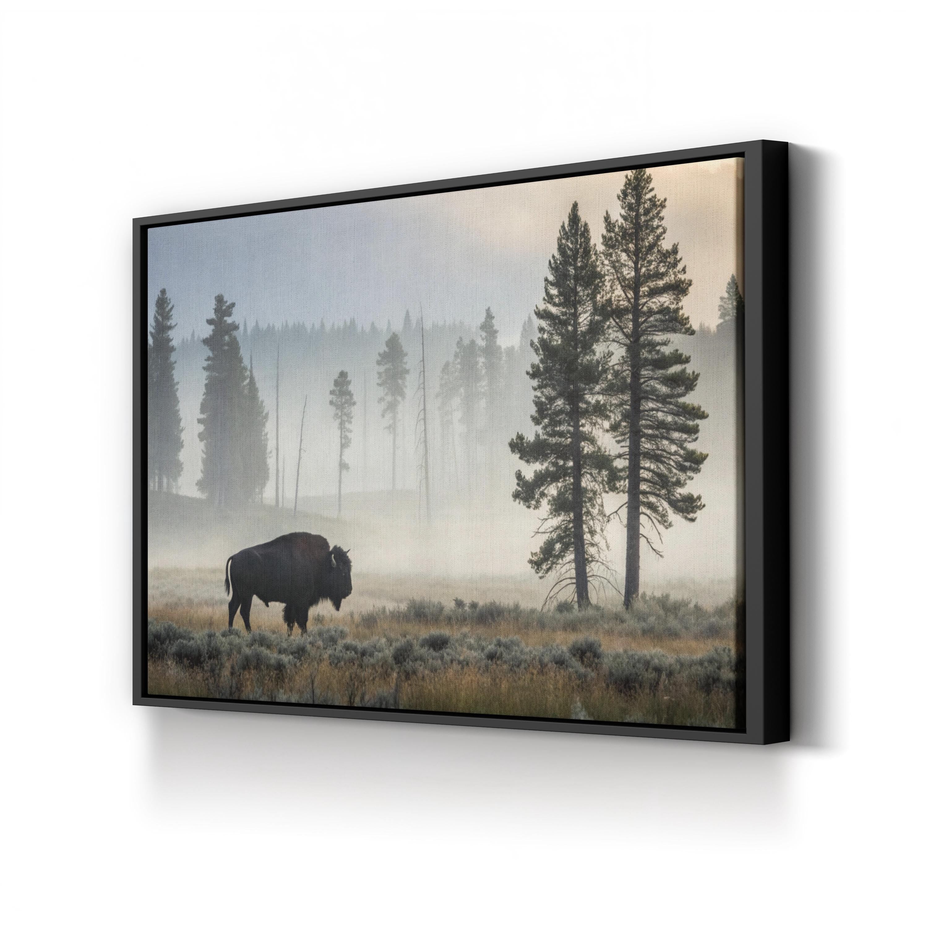 Lone Buffalo Canvas – Wild West Landscape Wall Art