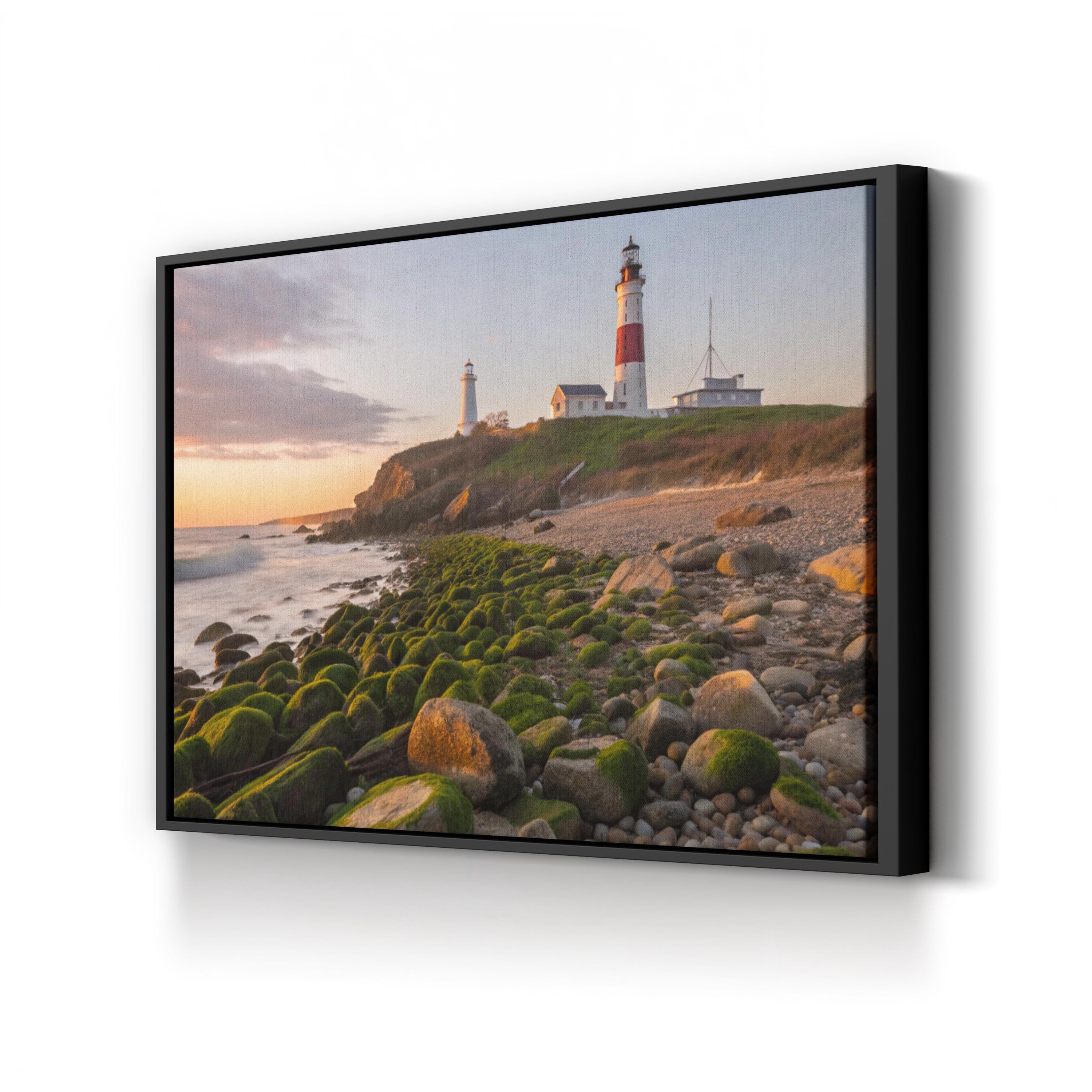 Long Island Lighthouse Sunset – Vintage Photography Wall Art | Coastal Canvas Print