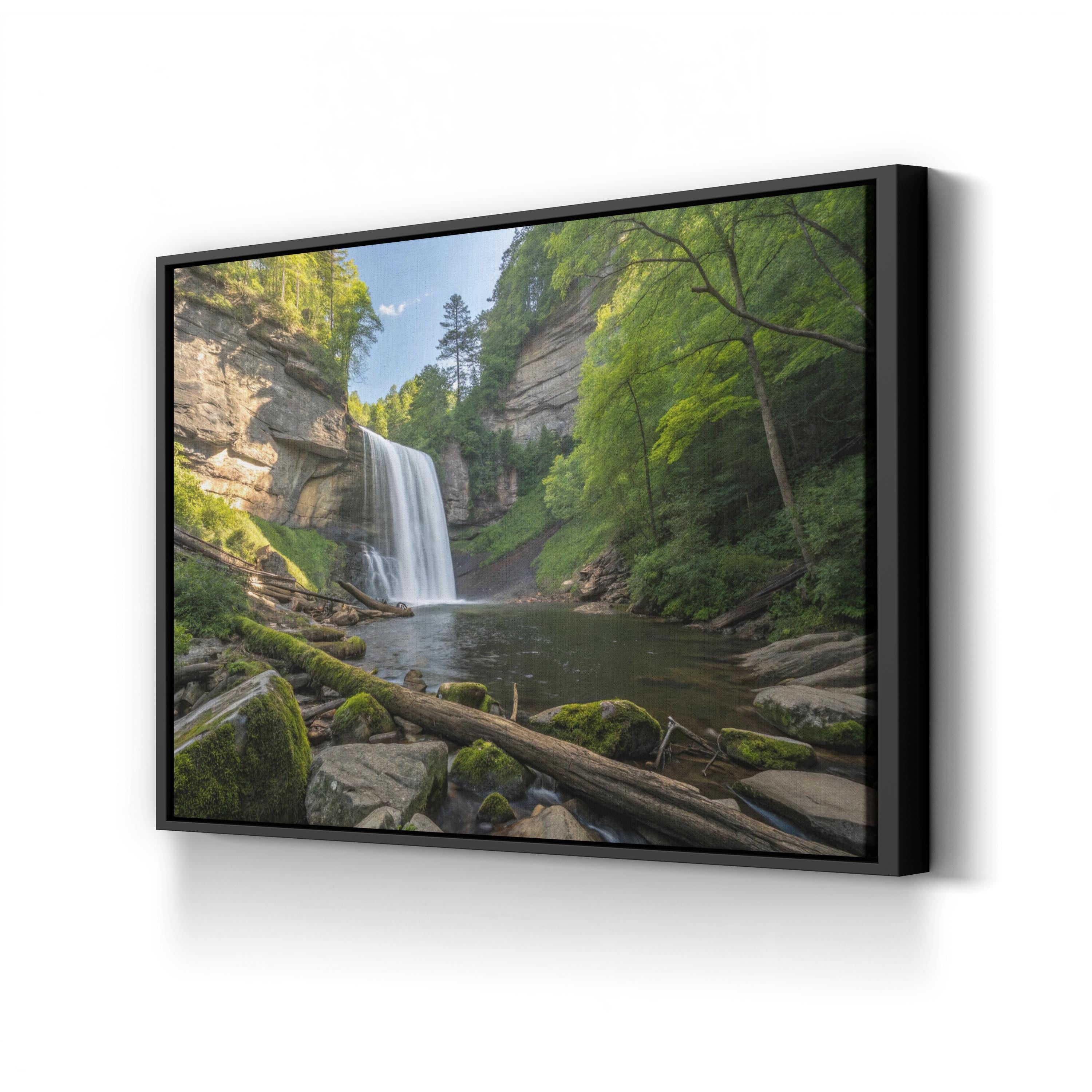 Looking Glass Falls Forest – Vintage Photography Wall Art | Waterfall Canvas Print