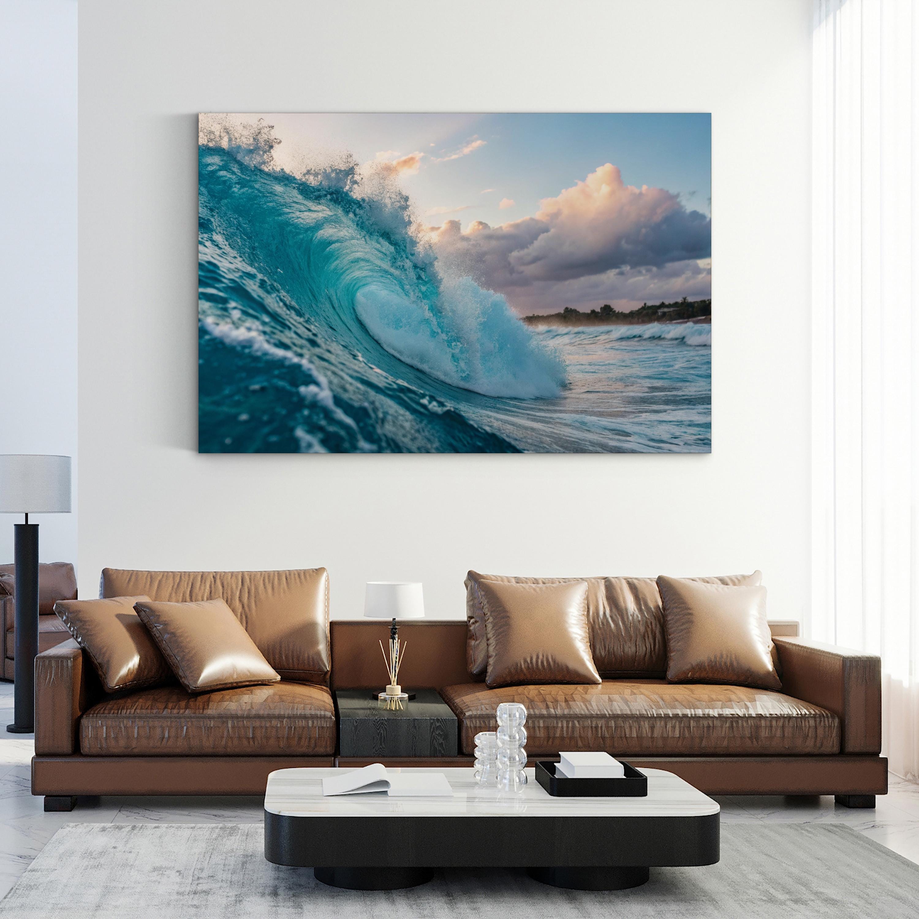 Cresting Ocean Wave Canvas Art: Coastal Seascape Beach Wall Decor