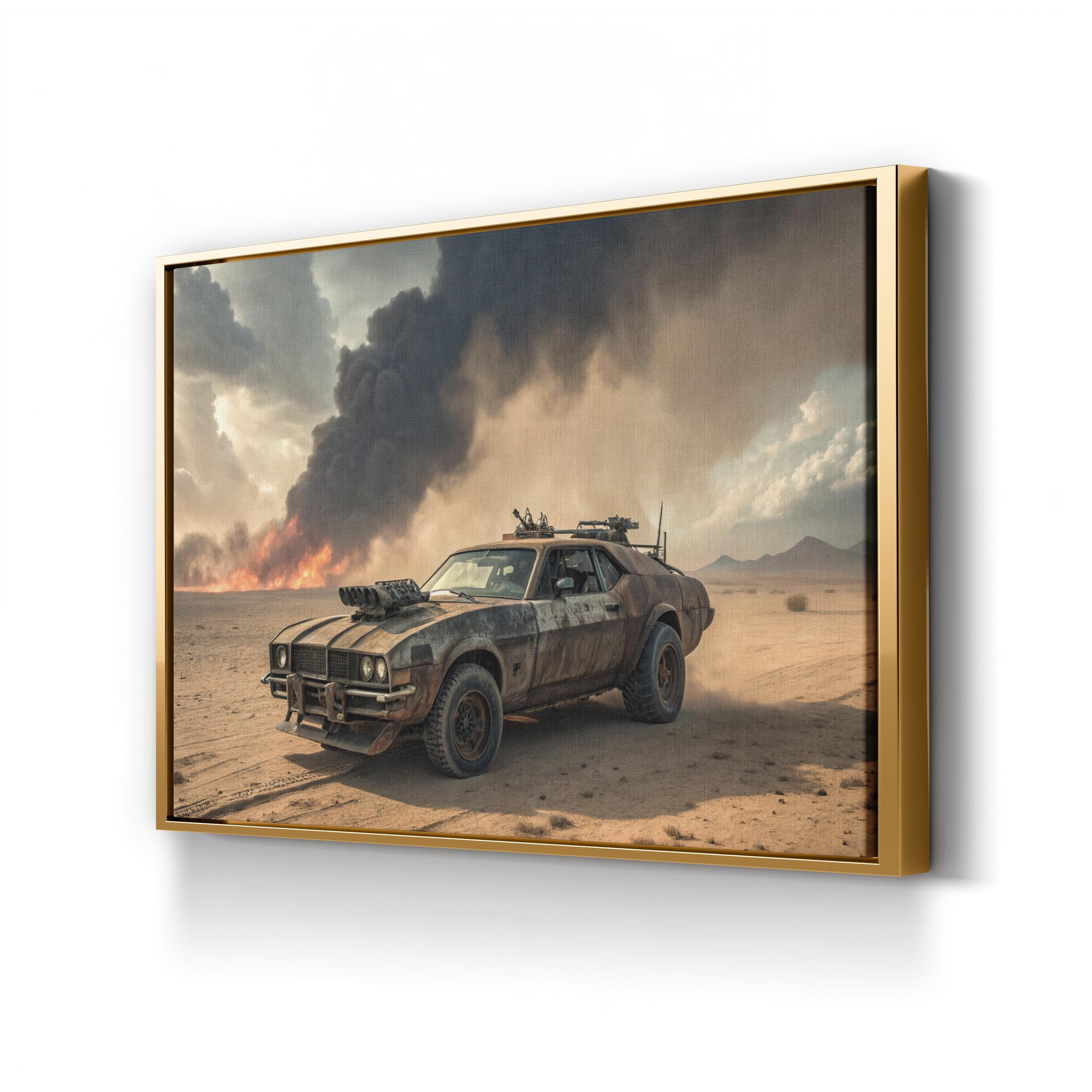 Mad Max Muscle Car – Period Illustration Wall Art | Dystopian Automotive Canvas Print
