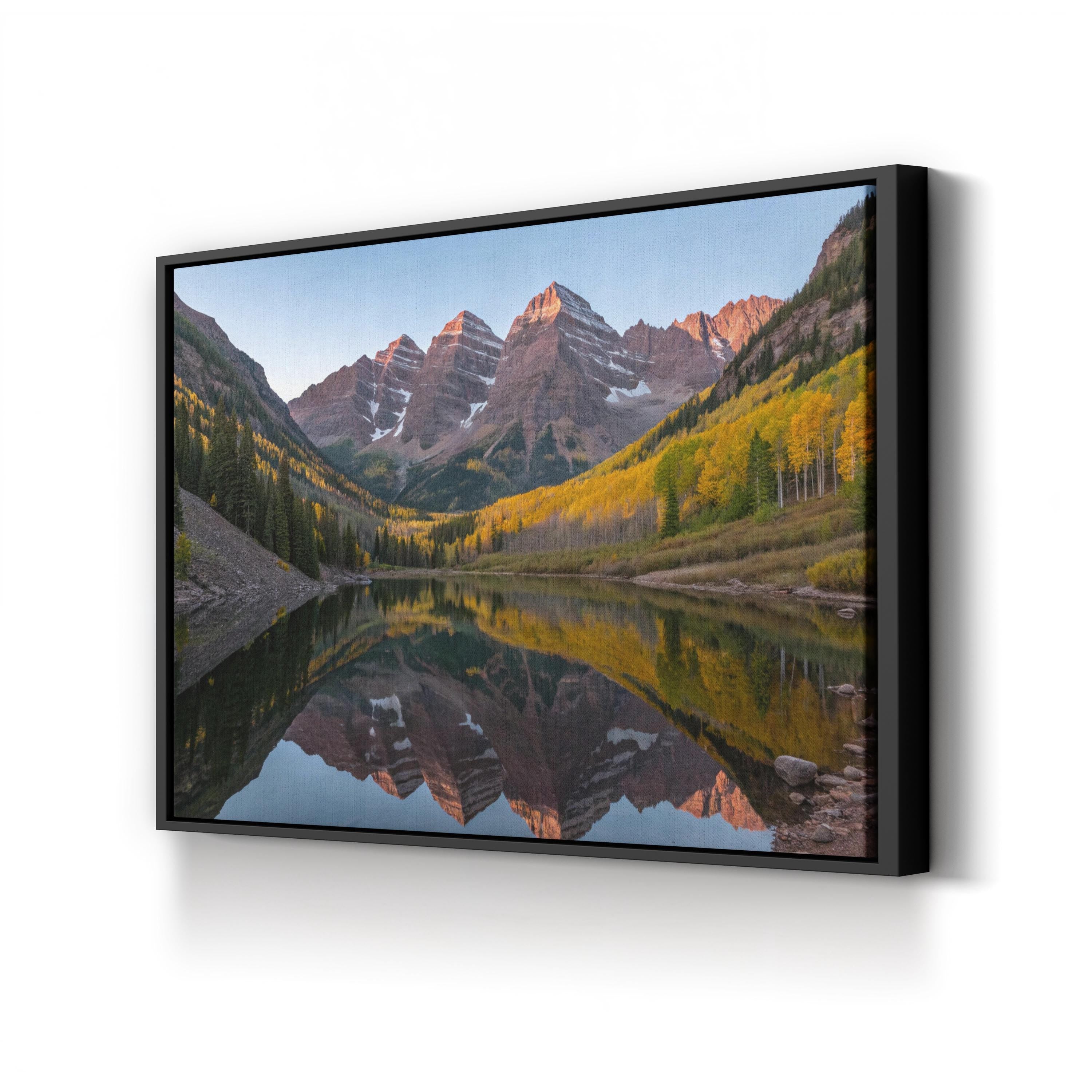 Maroon Bells Autumn Reflection, Colorado – Vintage Photography Wall Art | Rocky Mountain Canvas Print