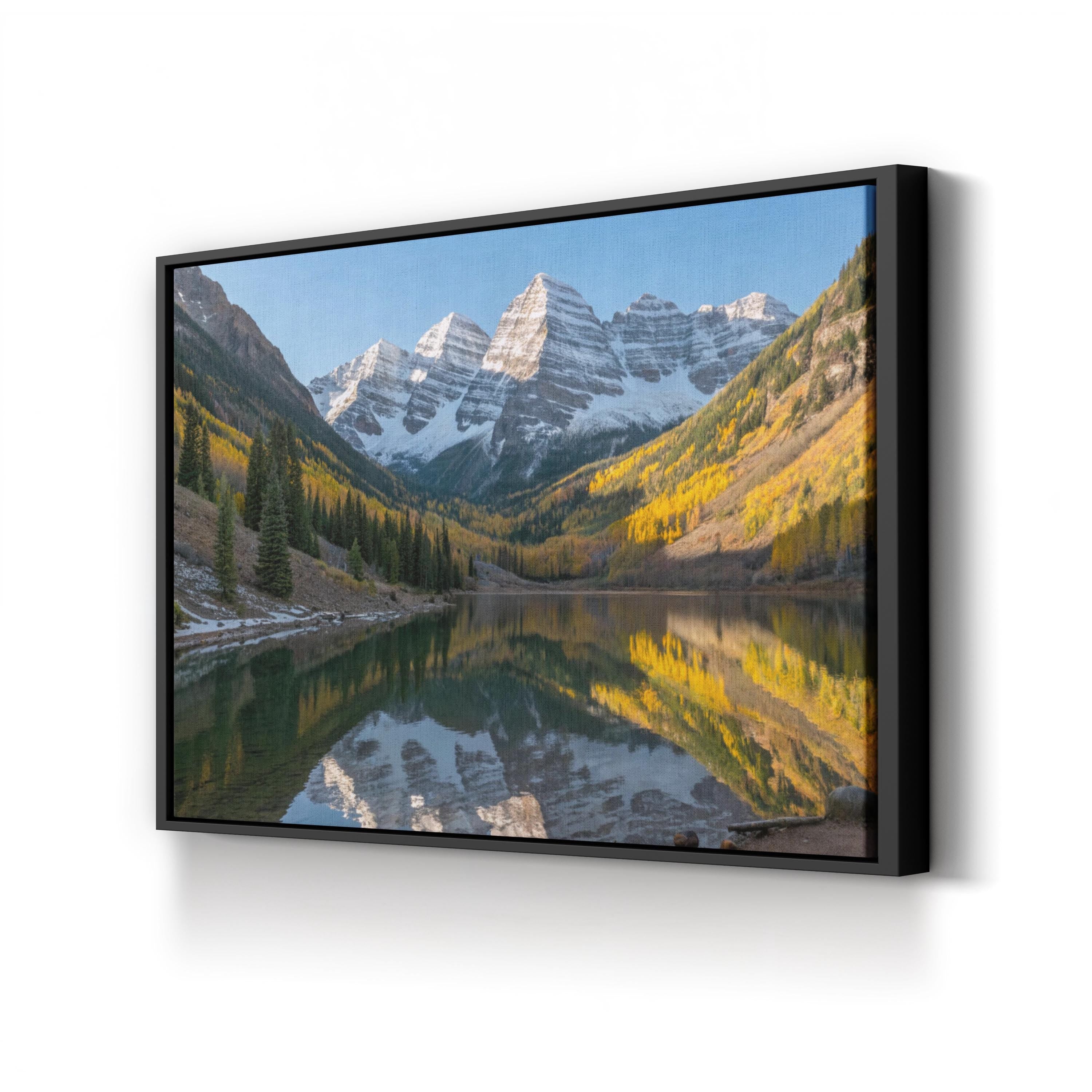 Maroon Bells Winter Snow, Colorado – Vintage Photography Wall Art | Rocky Mountain Canvas Print