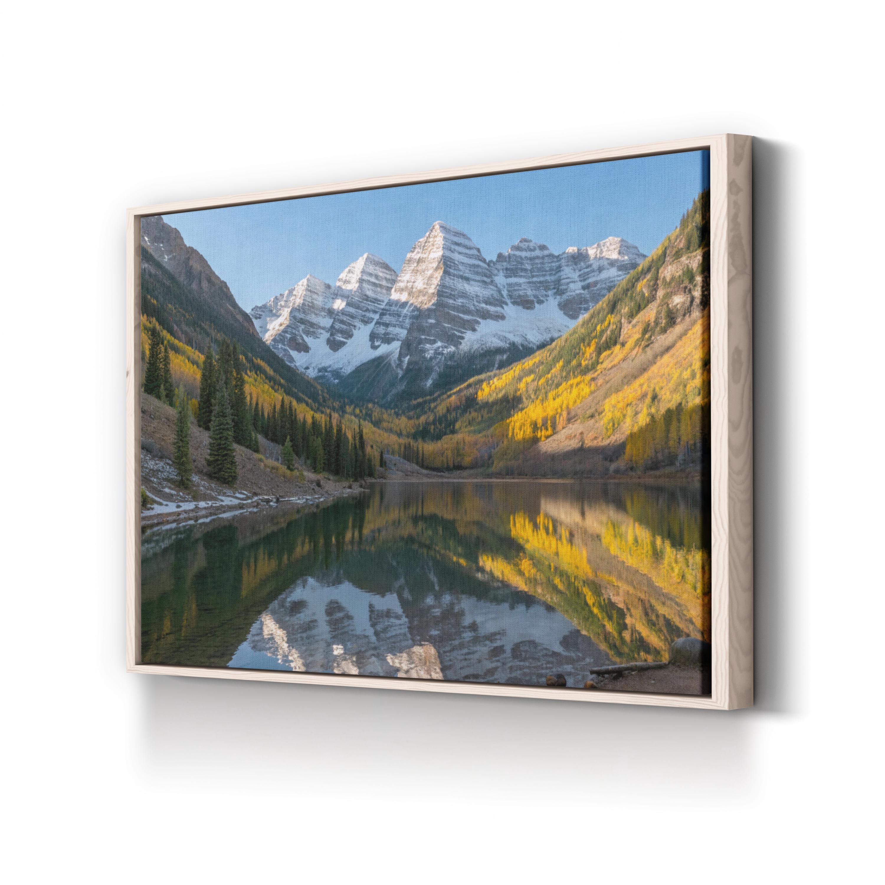 Maroon Bells Winter Snow, Colorado – Vintage Photography Wall Art | Rocky Mountain Canvas Print