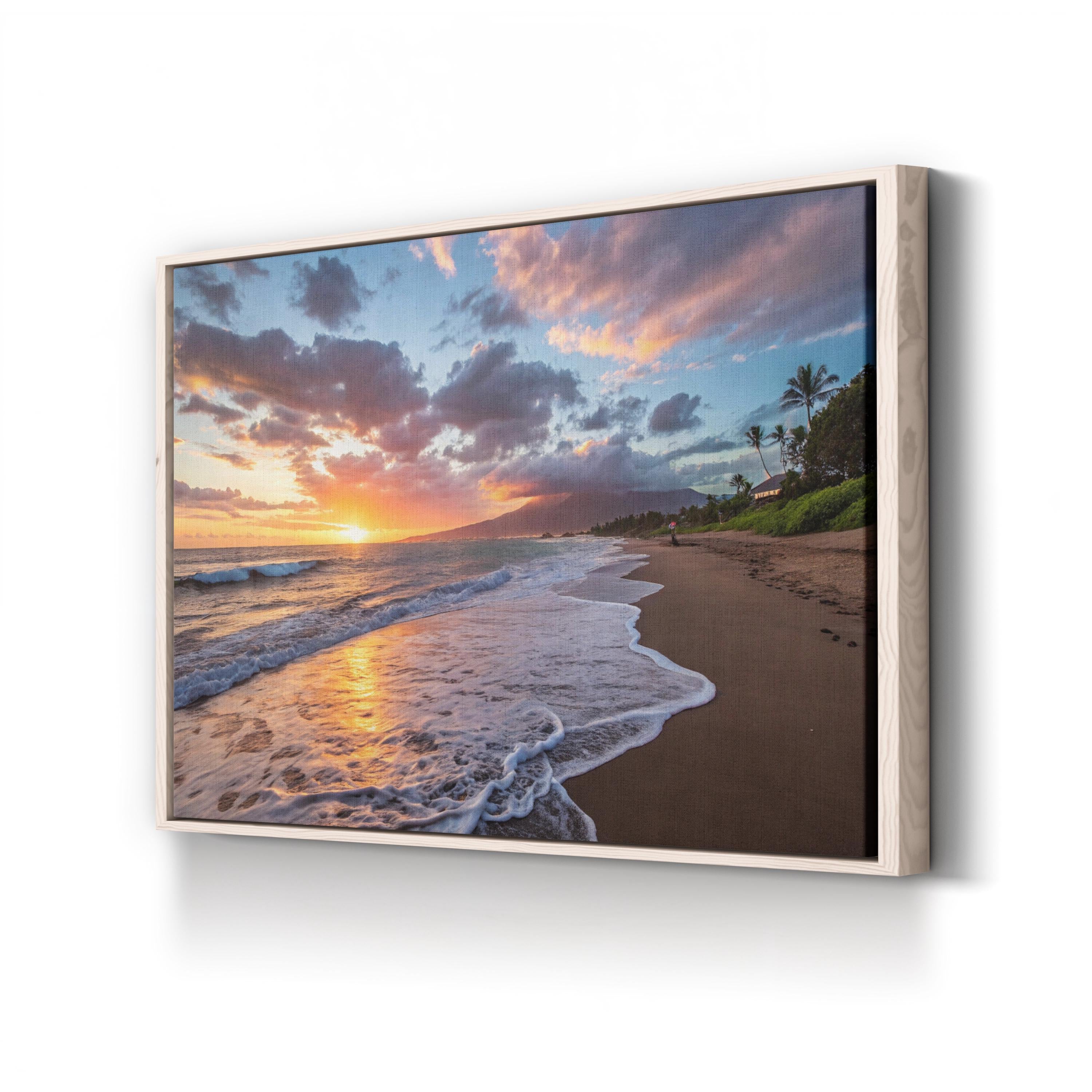 Maui Beach Sunset, Maui, Hawaii, USA Wall Art — Contemporary Tropical Coastal Canvas Print