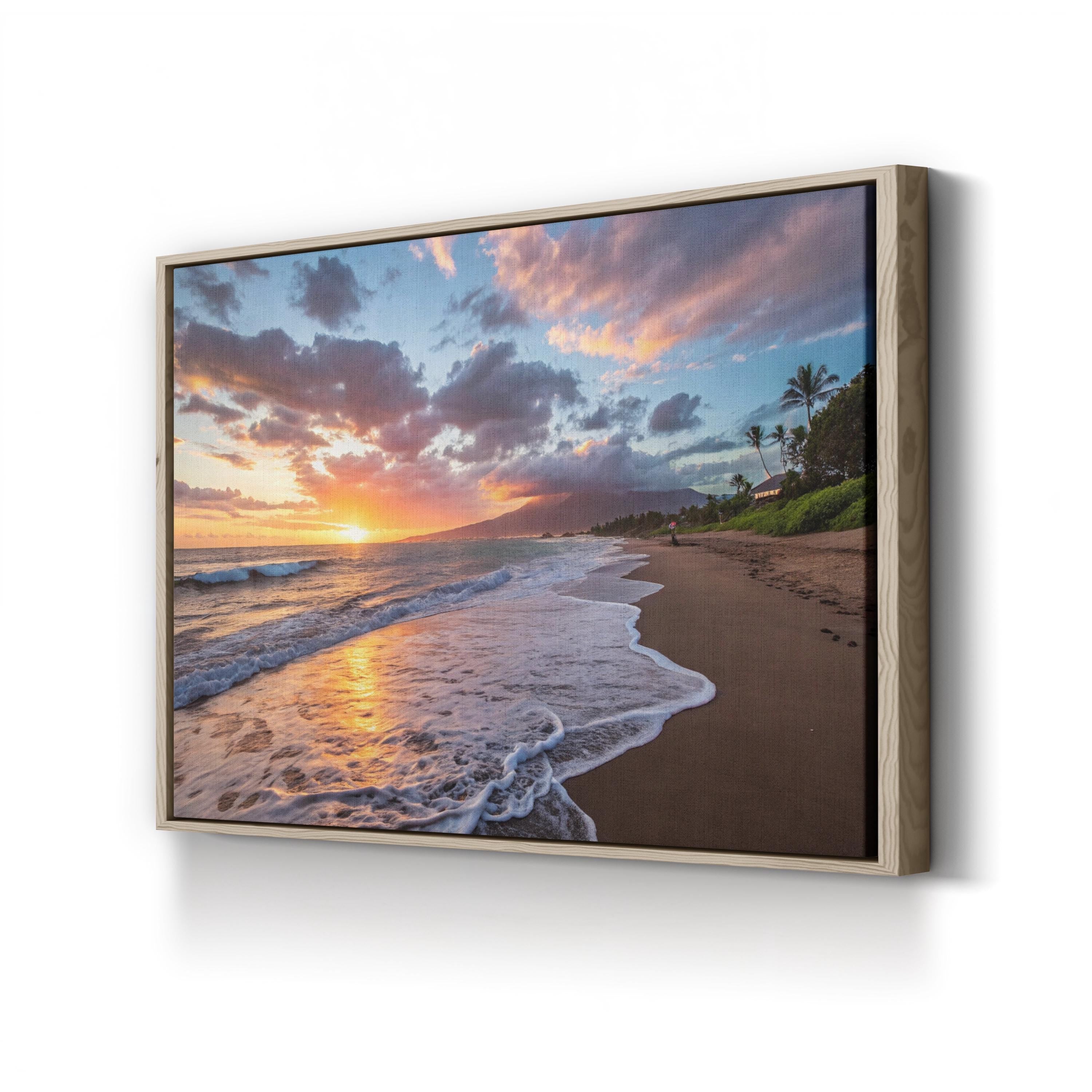 Maui Beach Sunset, Maui, Hawaii, USA Wall Art — Contemporary Tropical Coastal Canvas Print