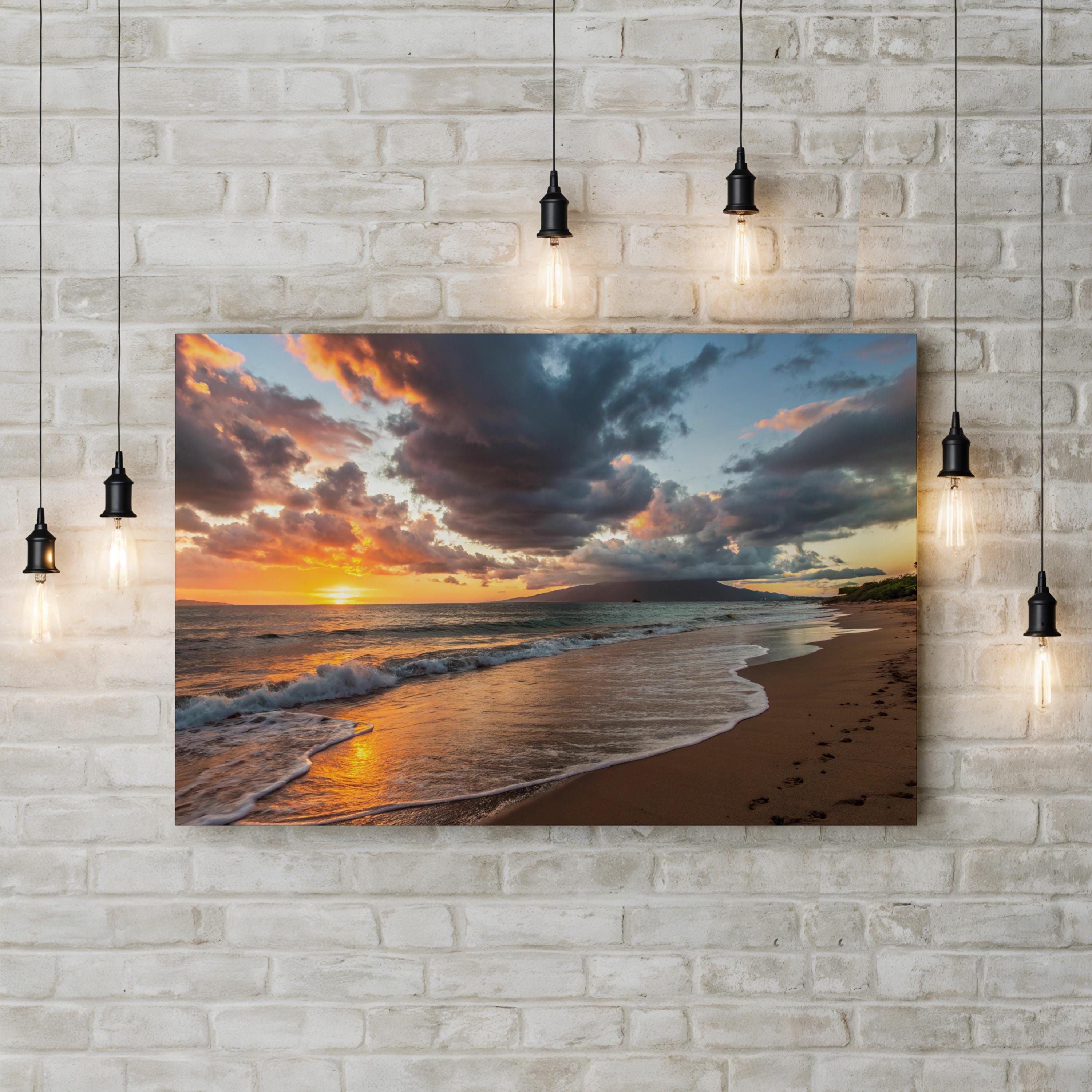 Maui Sunset, Maui, Hawaii, USA Wall Art — Tropical Beach Ocean Canvas Print