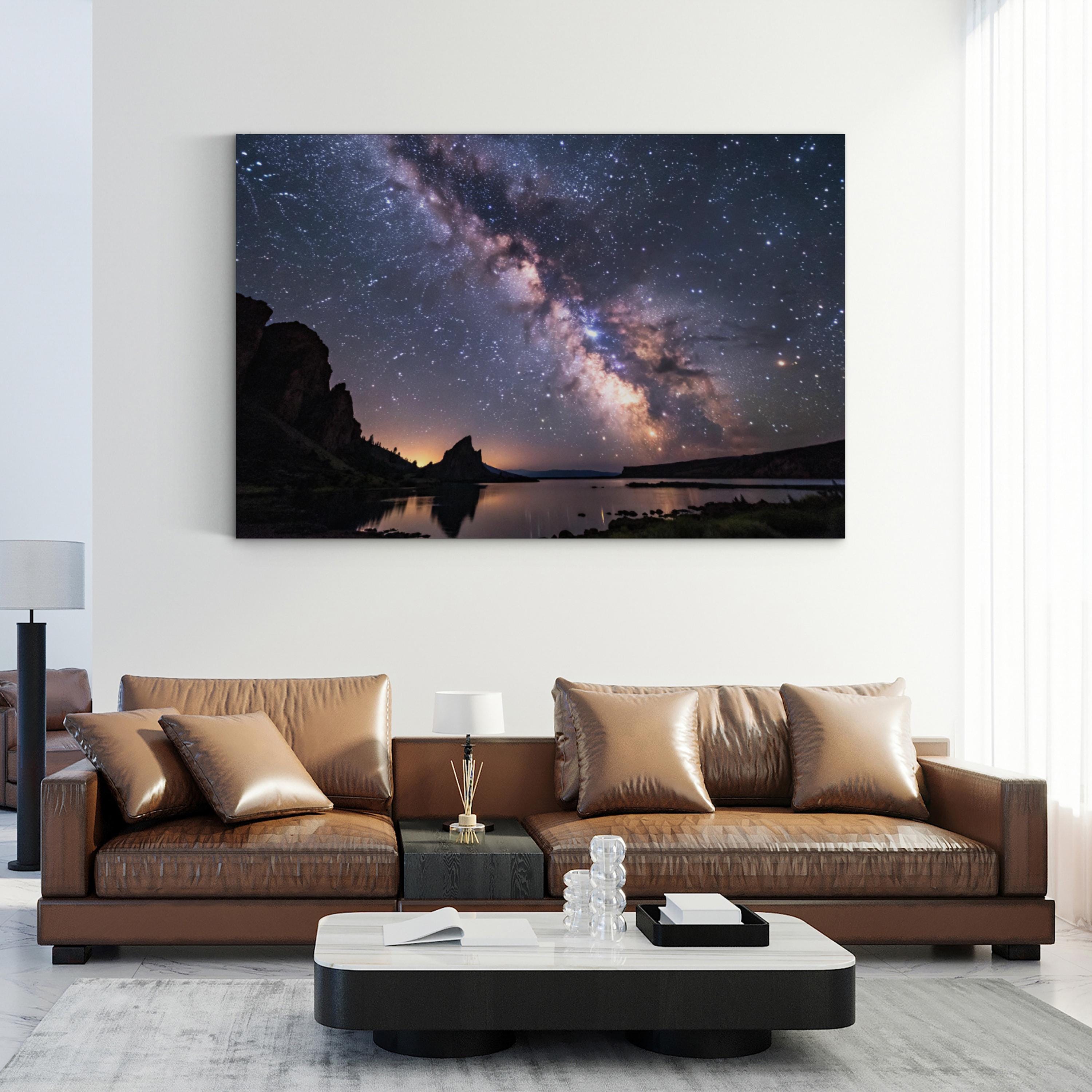 Milky Way Canvas Wall Art — Starry Night Sky Astronomical Photography Print