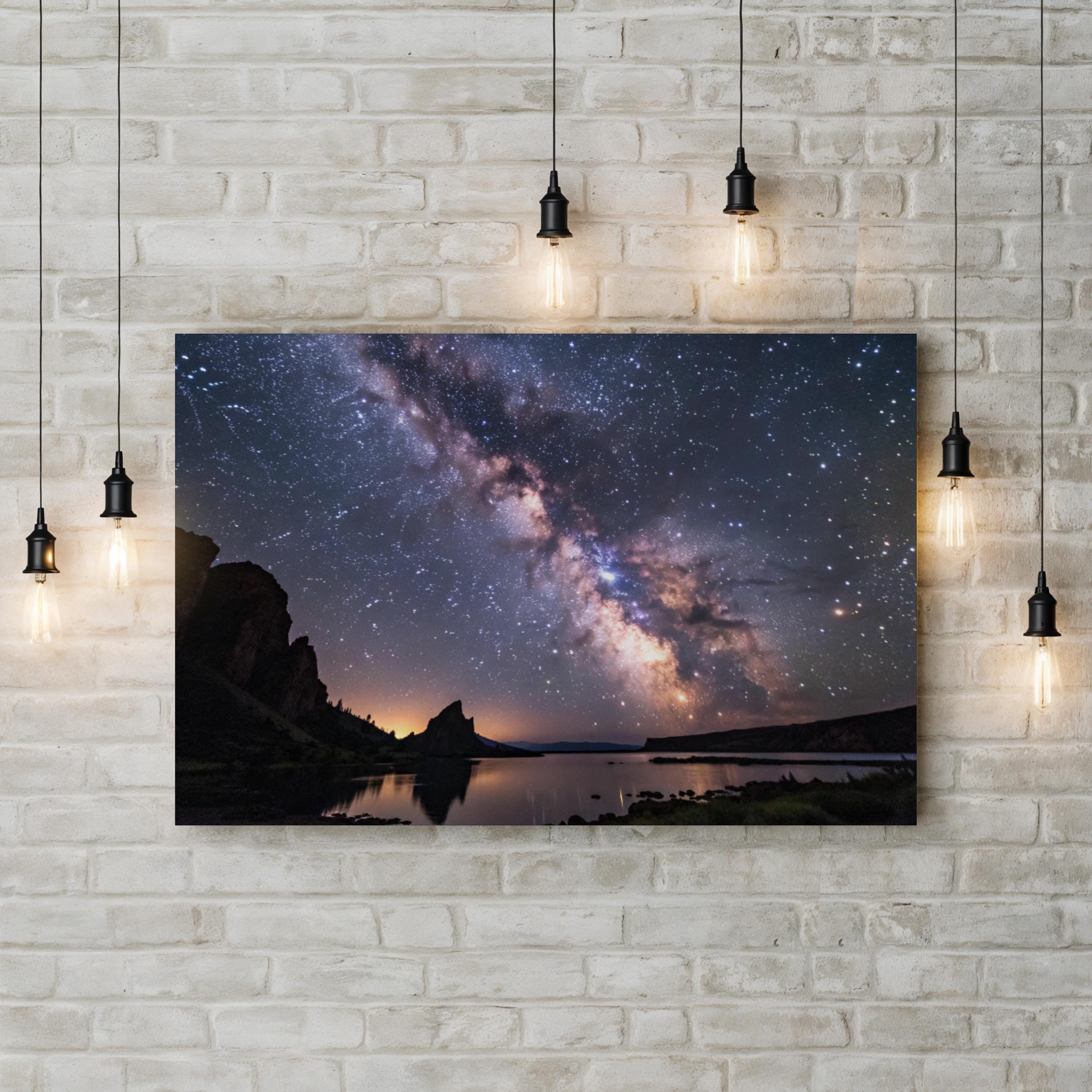 Milky Way Canvas Wall Art — Starry Night Sky Astronomical Photography Print