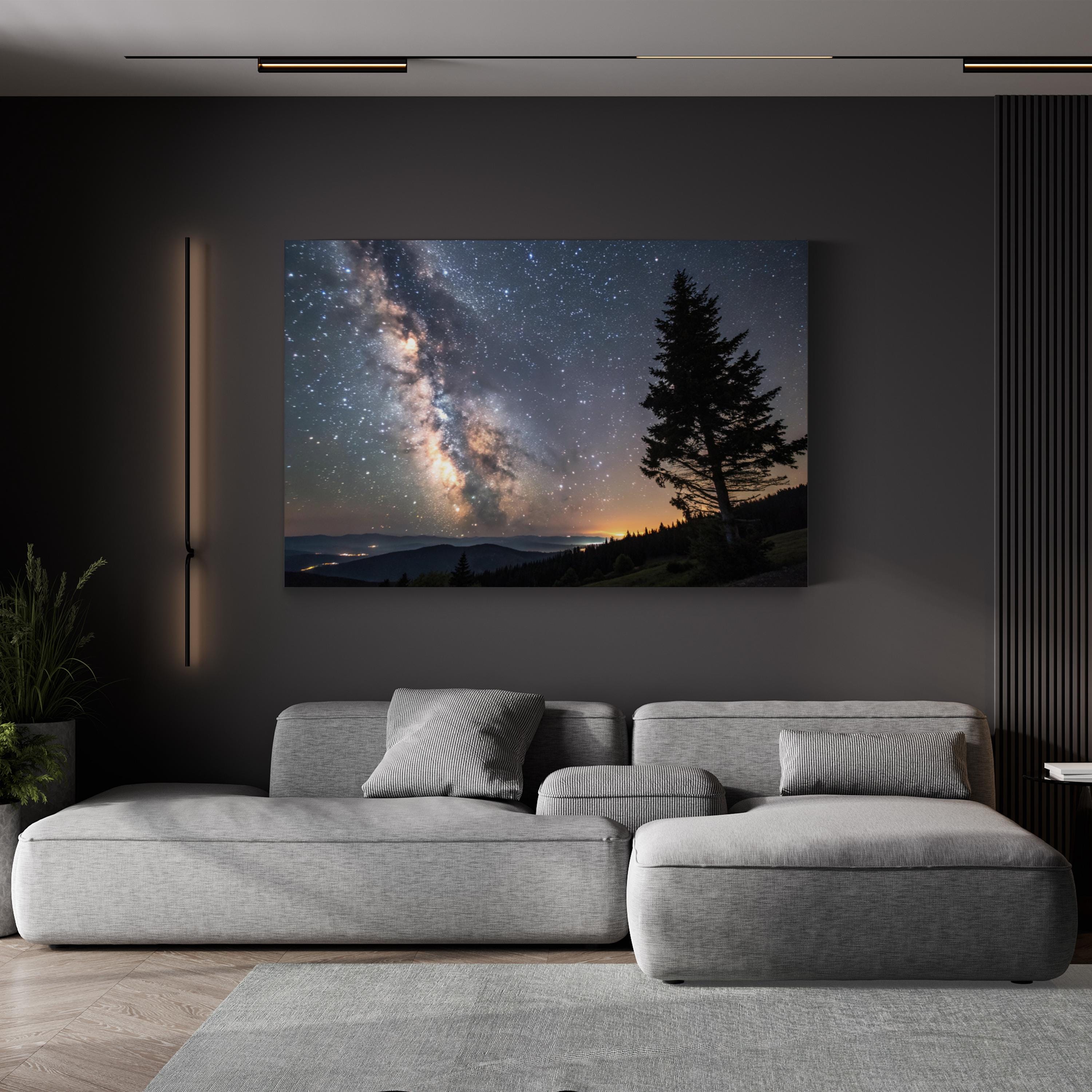 Milky Way Galaxy Night Sky – Vintage Photography Wall Art | Starry Landscape Canvas Print