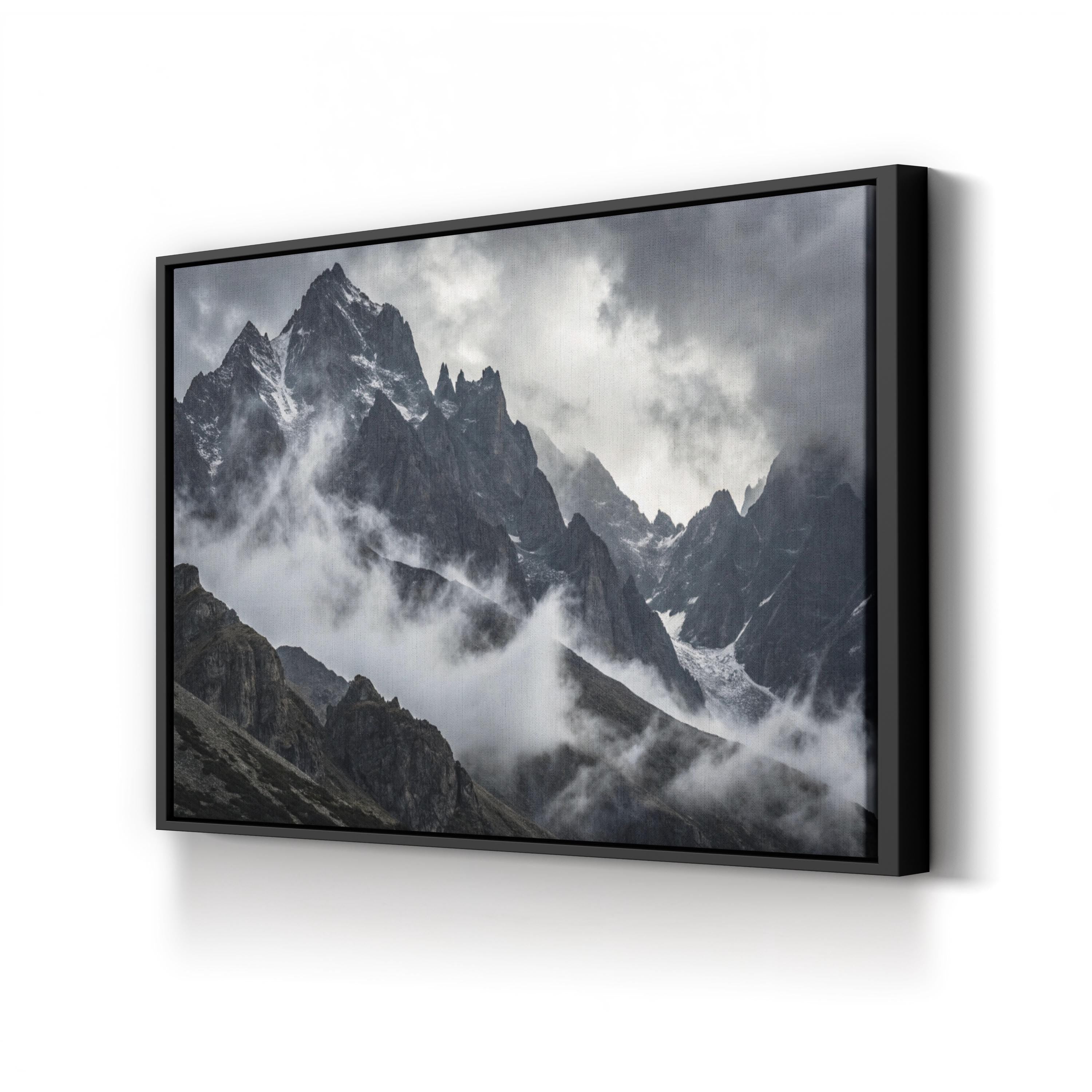 Misty Mountain – Vintage Photography Wall Art | Foggy Alpine Landscape Canvas Print