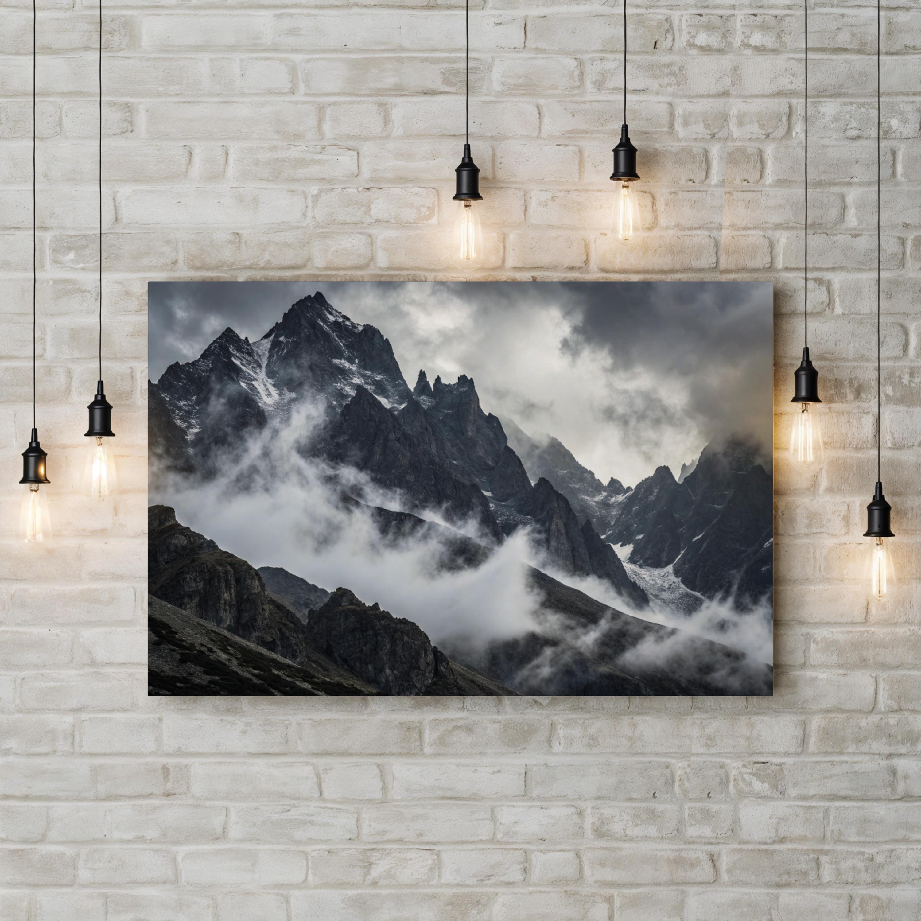 Misty Mountain – Vintage Photography Wall Art | Foggy Alpine Landscape Canvas Print