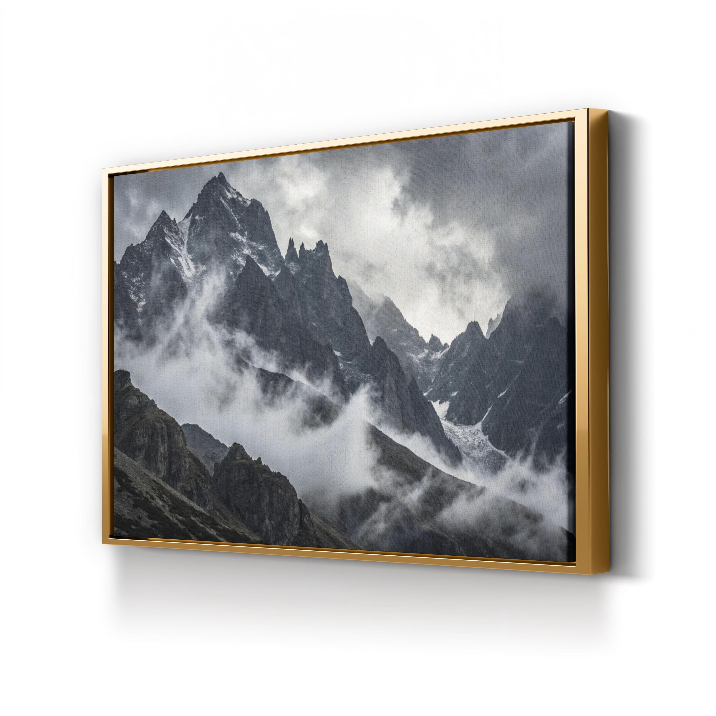 Misty Mountain – Vintage Photography Wall Art | Foggy Alpine Landscape Canvas Print