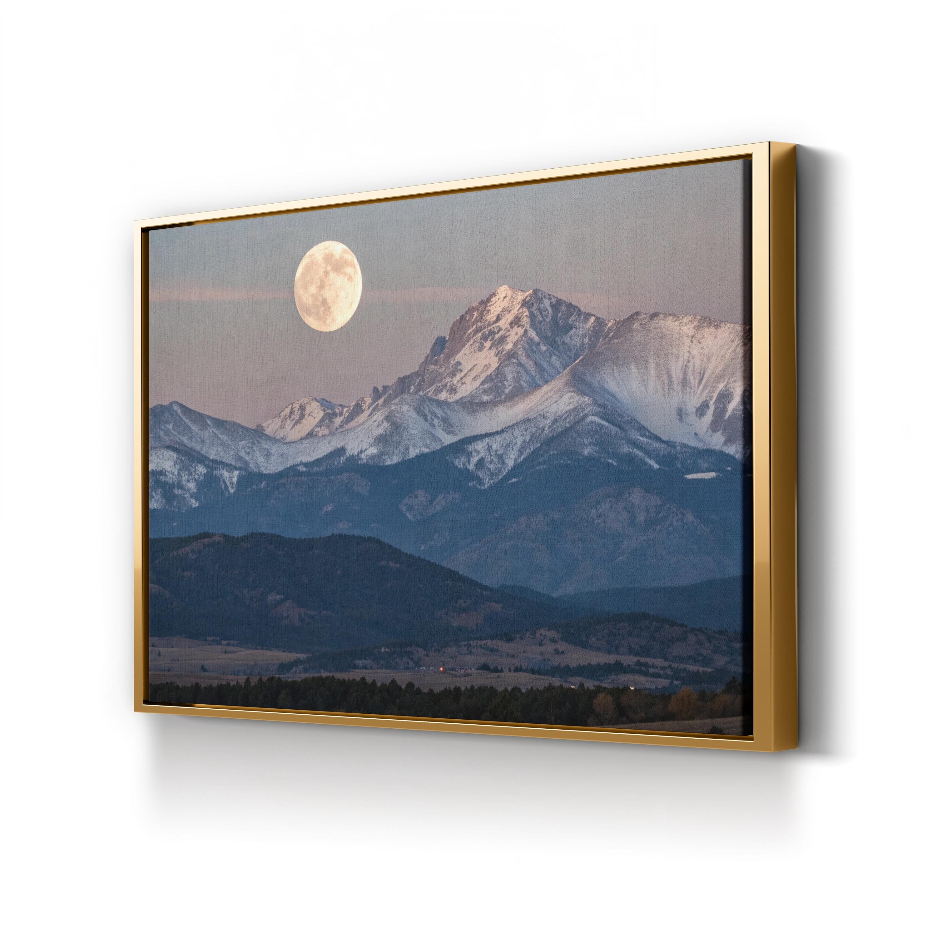 Moon Over Boulder Nightscape – Vintage Photography Wall Art | Colorado Mountain Canvas Print