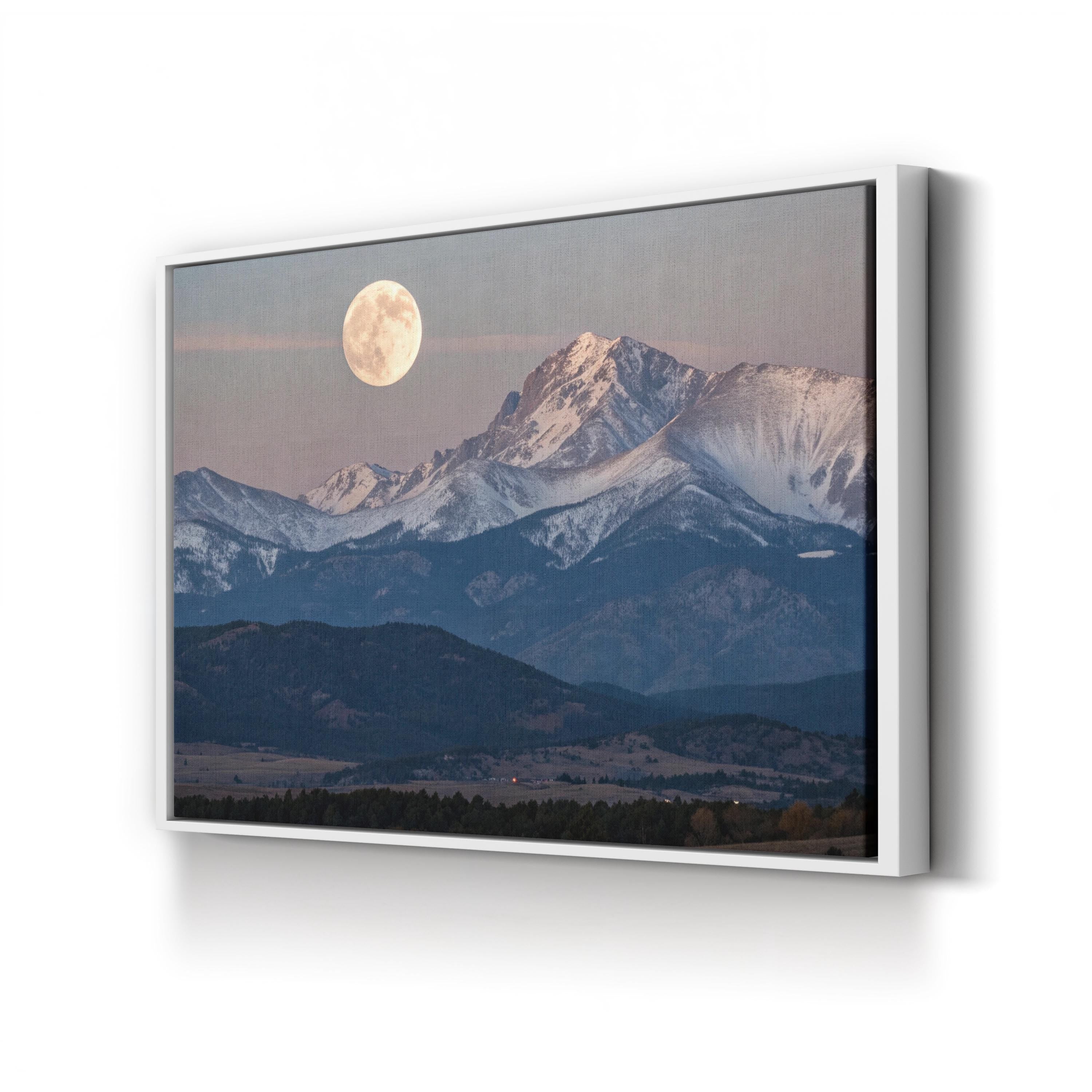Moon Over Boulder Nightscape – Vintage Photography Wall Art | Colorado Mountain Canvas Print