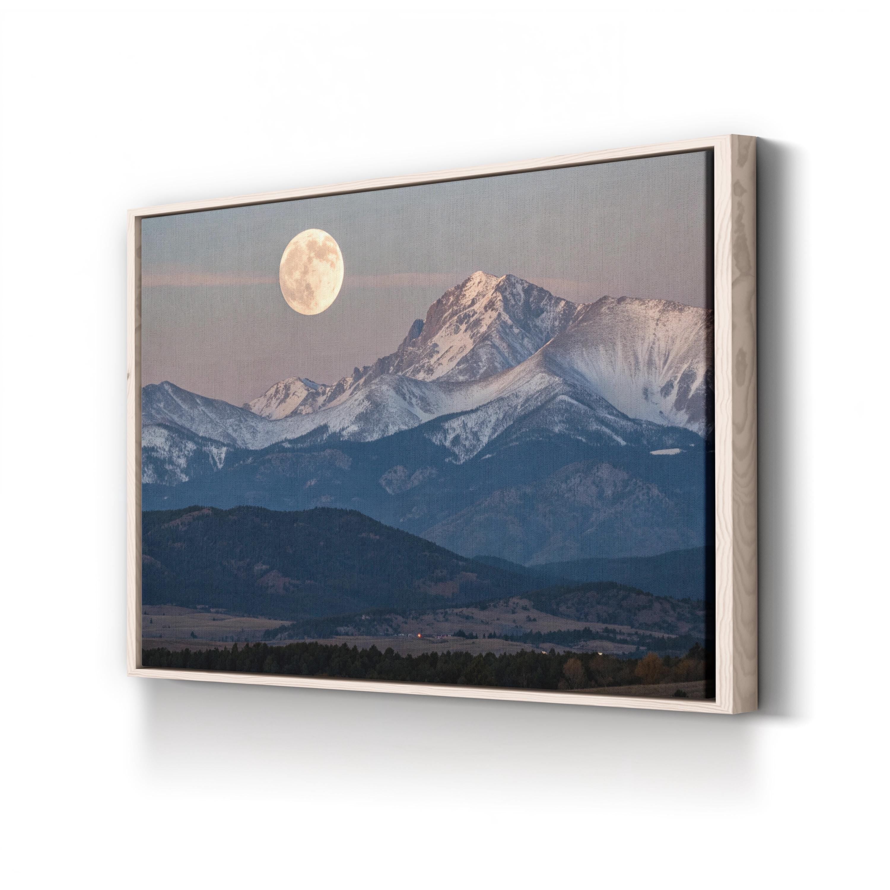 Moon Over Boulder Nightscape – Vintage Photography Wall Art | Colorado Mountain Canvas Print