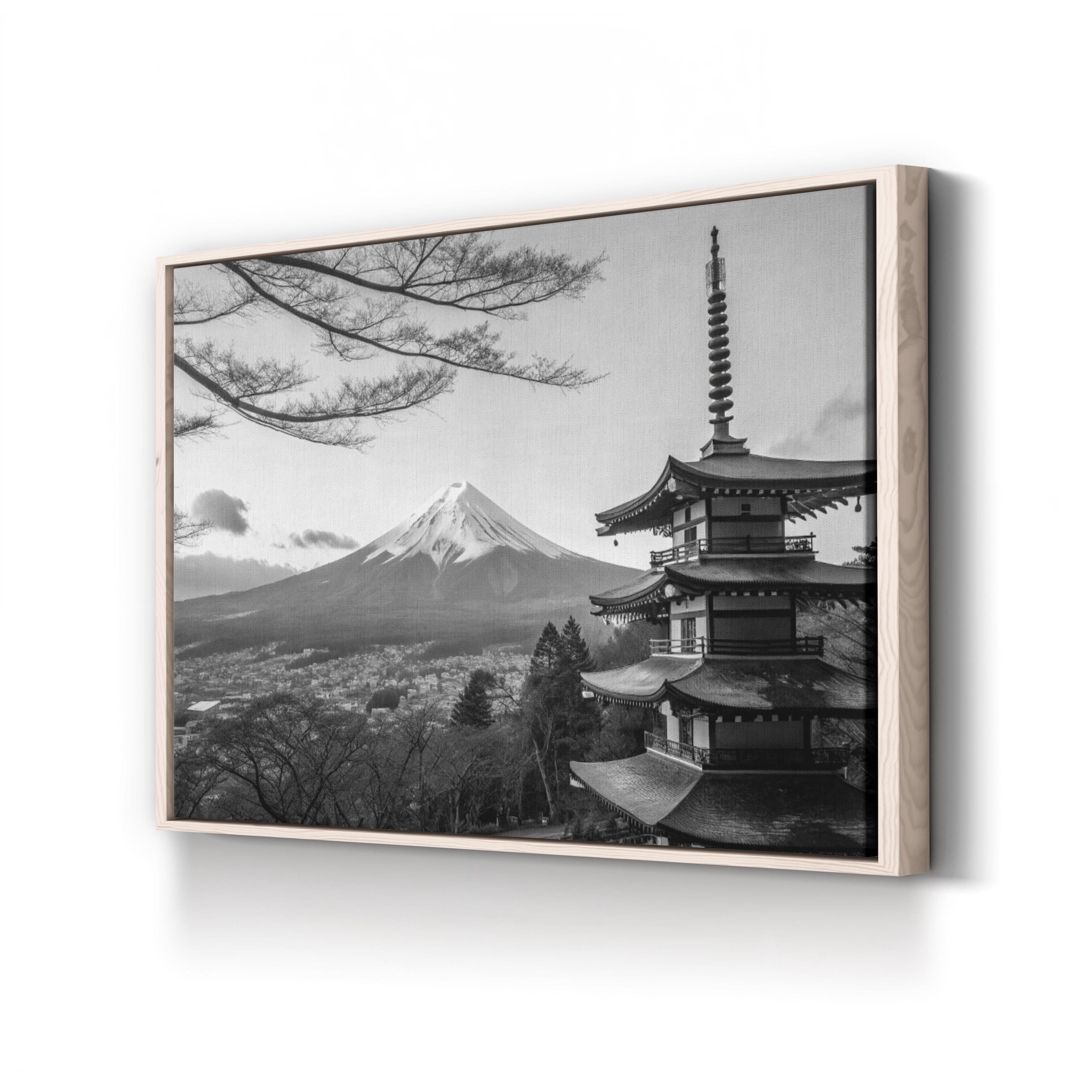 Mount Fuji – Vintage Photography Wall Art | Japanese Temple Landscape Canvas Print