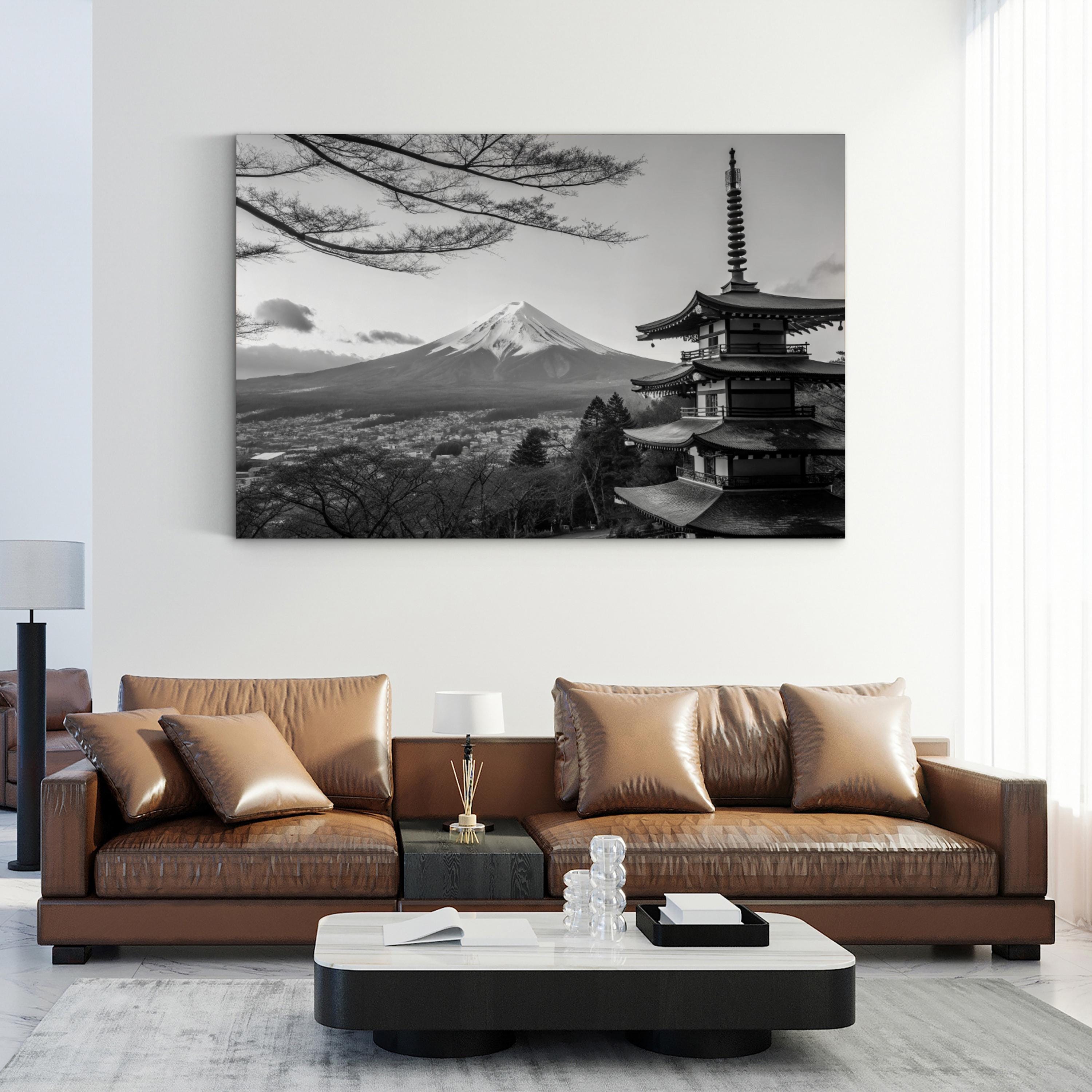 Mount Fuji – Vintage Photography Wall Art | Japanese Temple Landscape Canvas Print