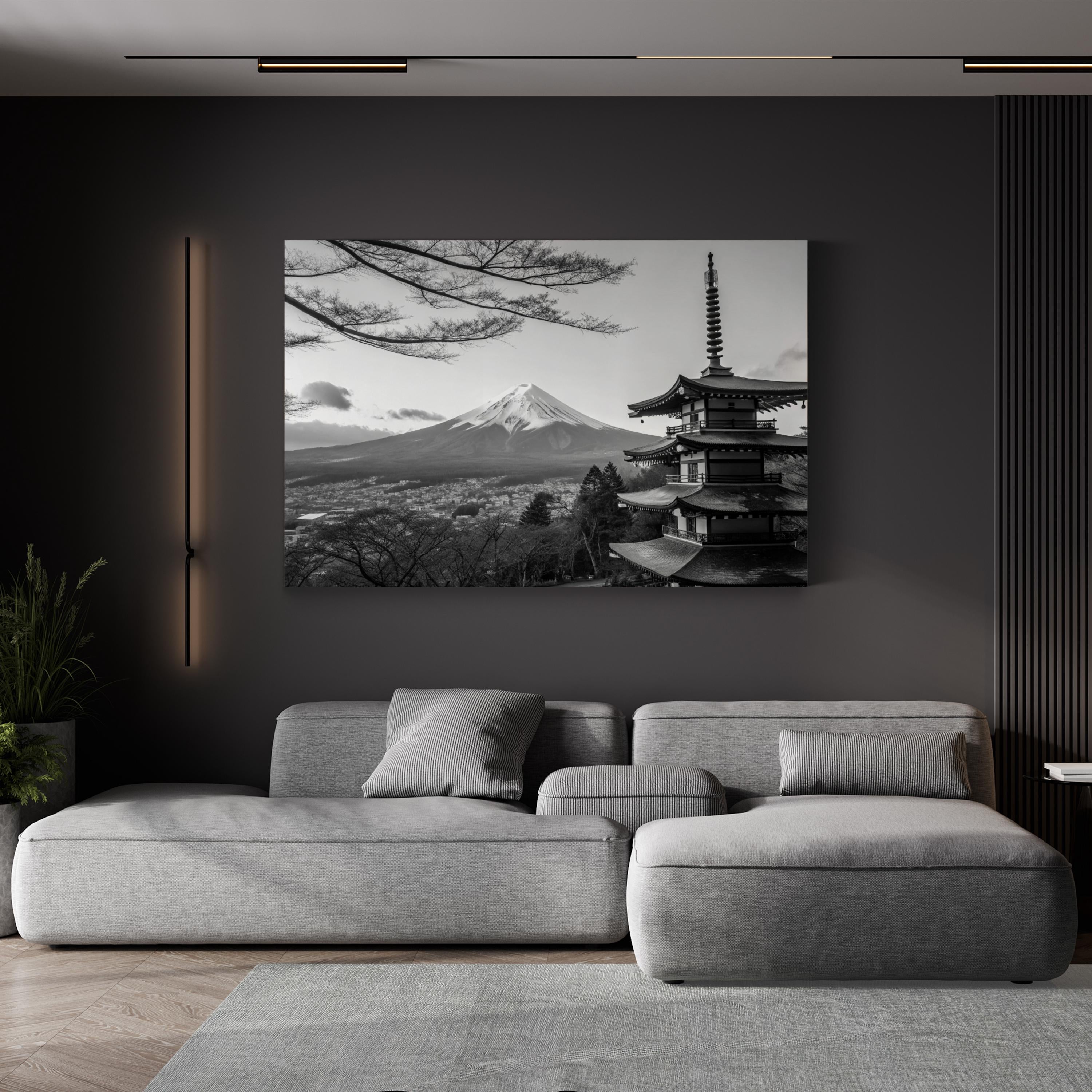 Mount Fuji – Vintage Photography Wall Art | Japanese Temple Landscape Canvas Print