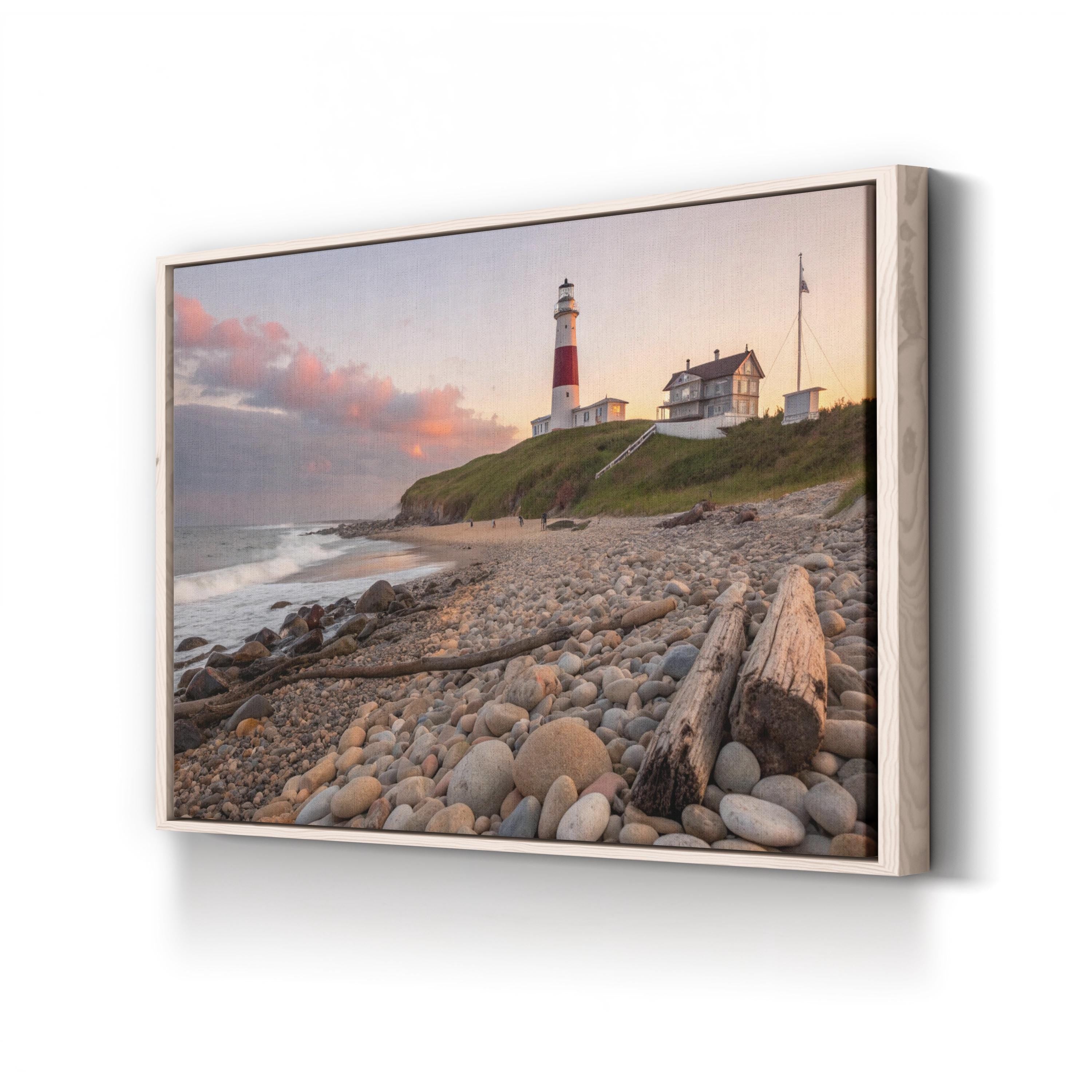 Montauk Point Lighthouse, Long Island New York Wall Art — Coastal Seascape Canvas Print