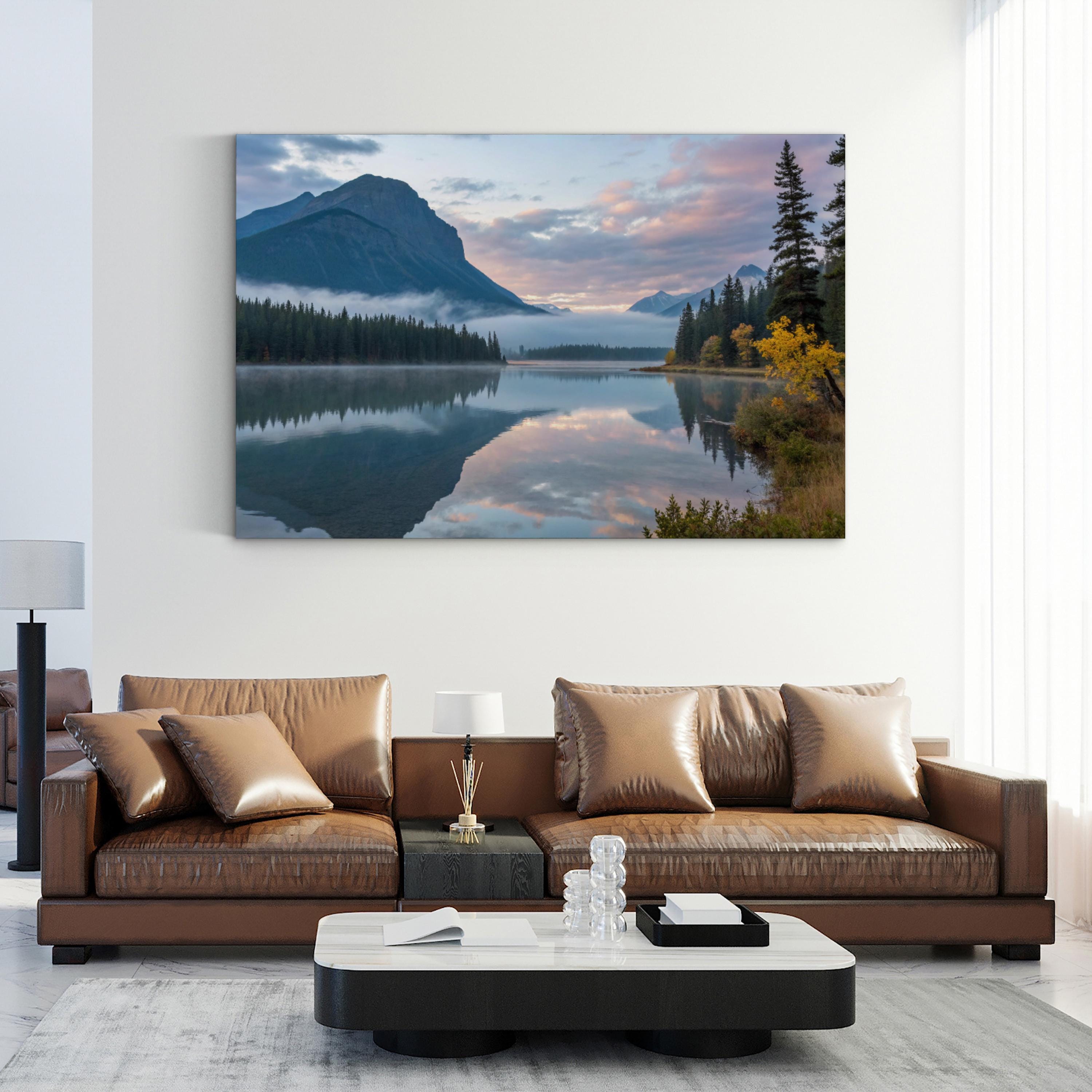 Glacier National Park Mountain Reflection Canvas Wall Art:  Lake McDonald Montana Landscape Print