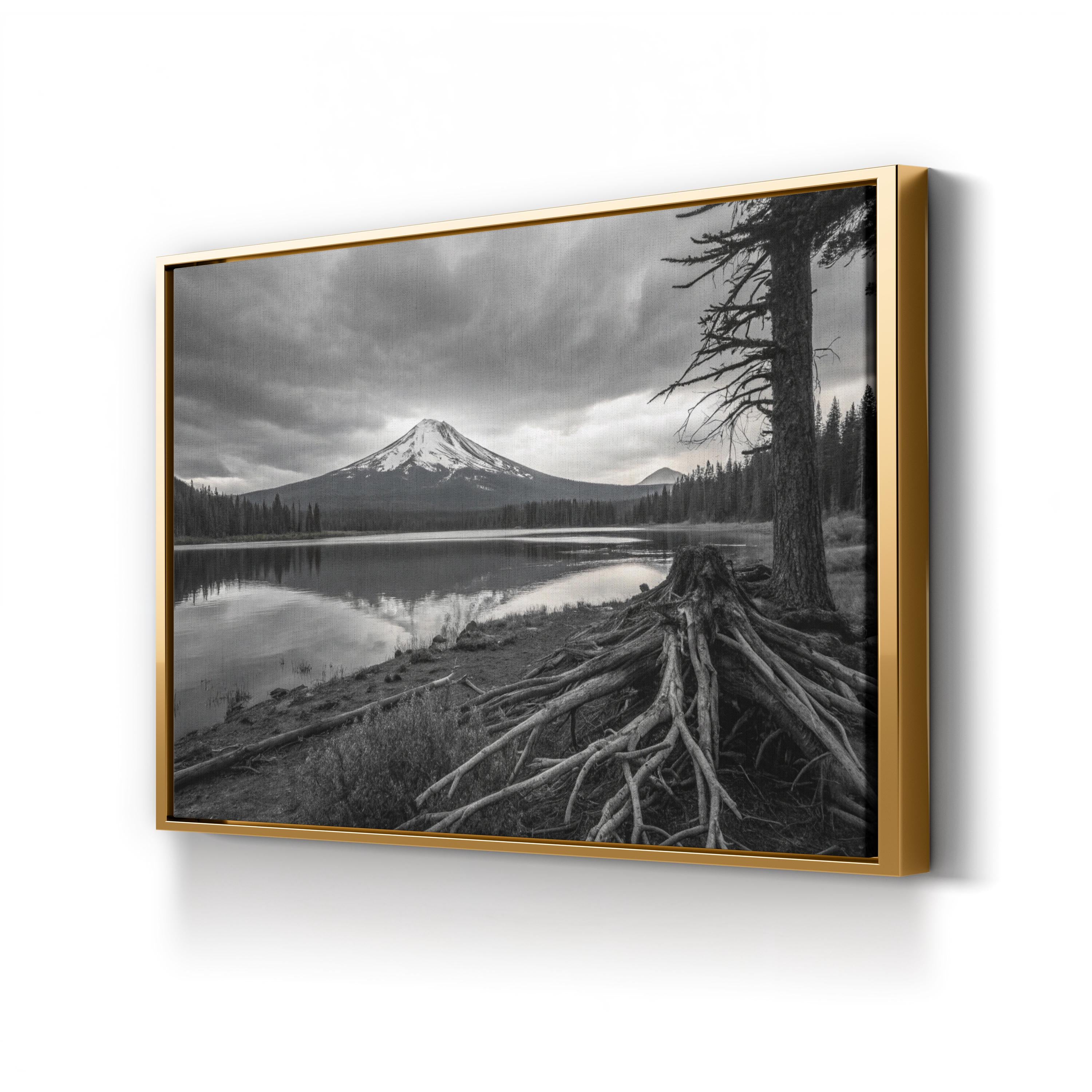 Mt. Bachelor – Vintage Photography Wall Art | Lake & Mountain Landscape Canvas Print