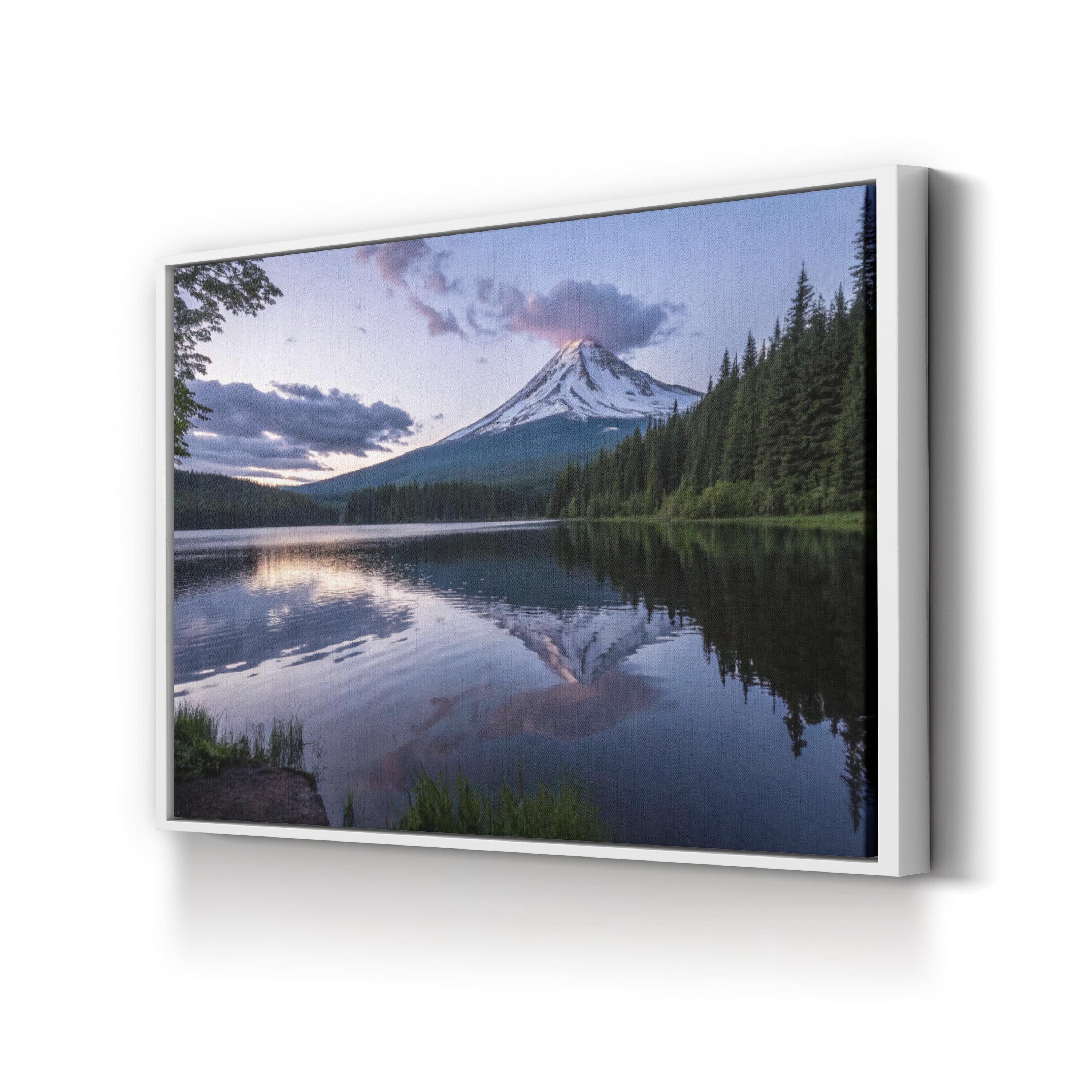 Mount Hood Canvas Wall Art: Mount Hood Oregon Alpine Lake Reflection Landscape Print