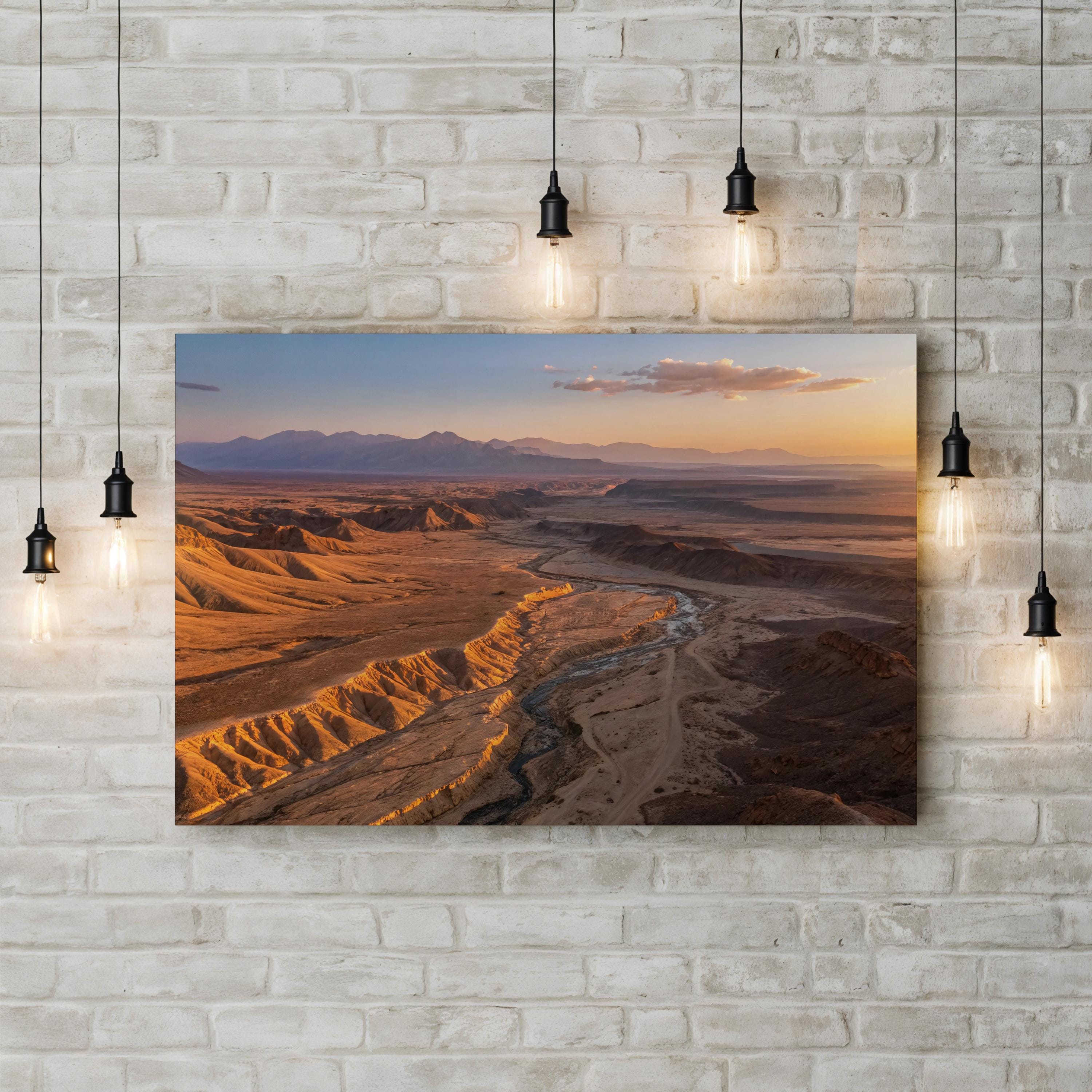 Desert Mountain Golden Sunset – Vintage Photography Wall Art | Landscape Canvas Print
