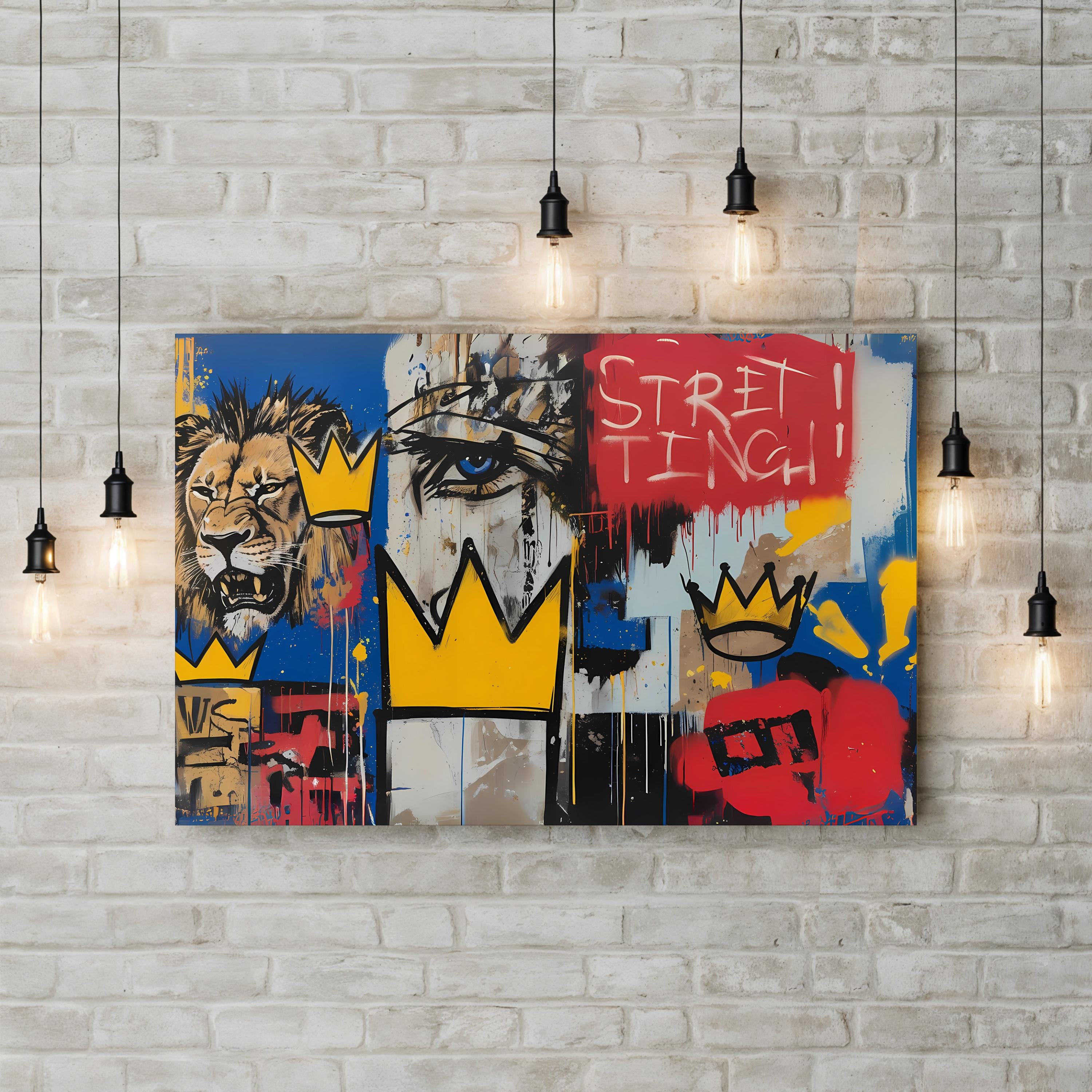 Abstract Lion Portrait – Period Illustration Wall Art | Urban Street Canvas Print