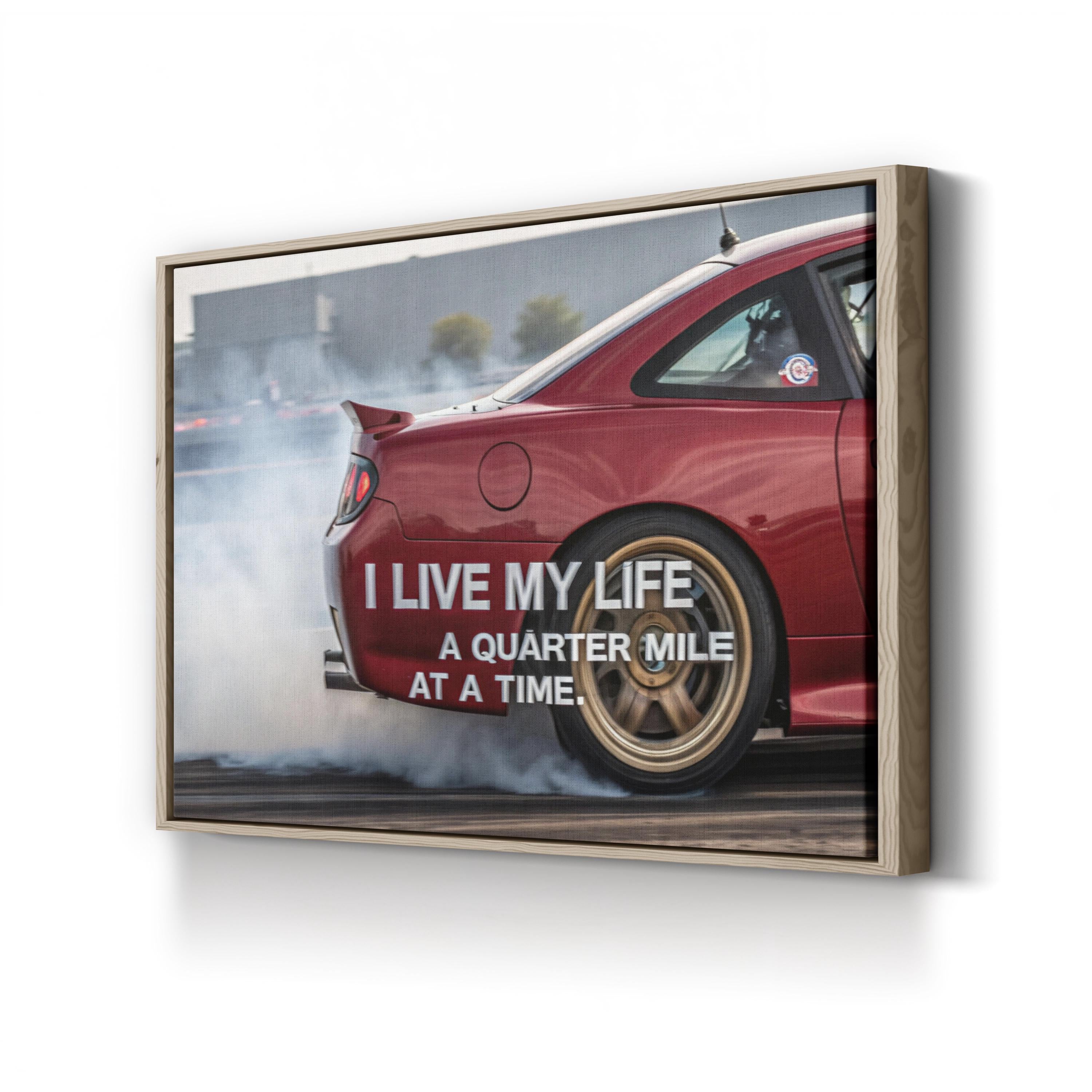 Race Car Quarter Mile – Period Illustration Wall Art | Typography Automotive Canvas Print