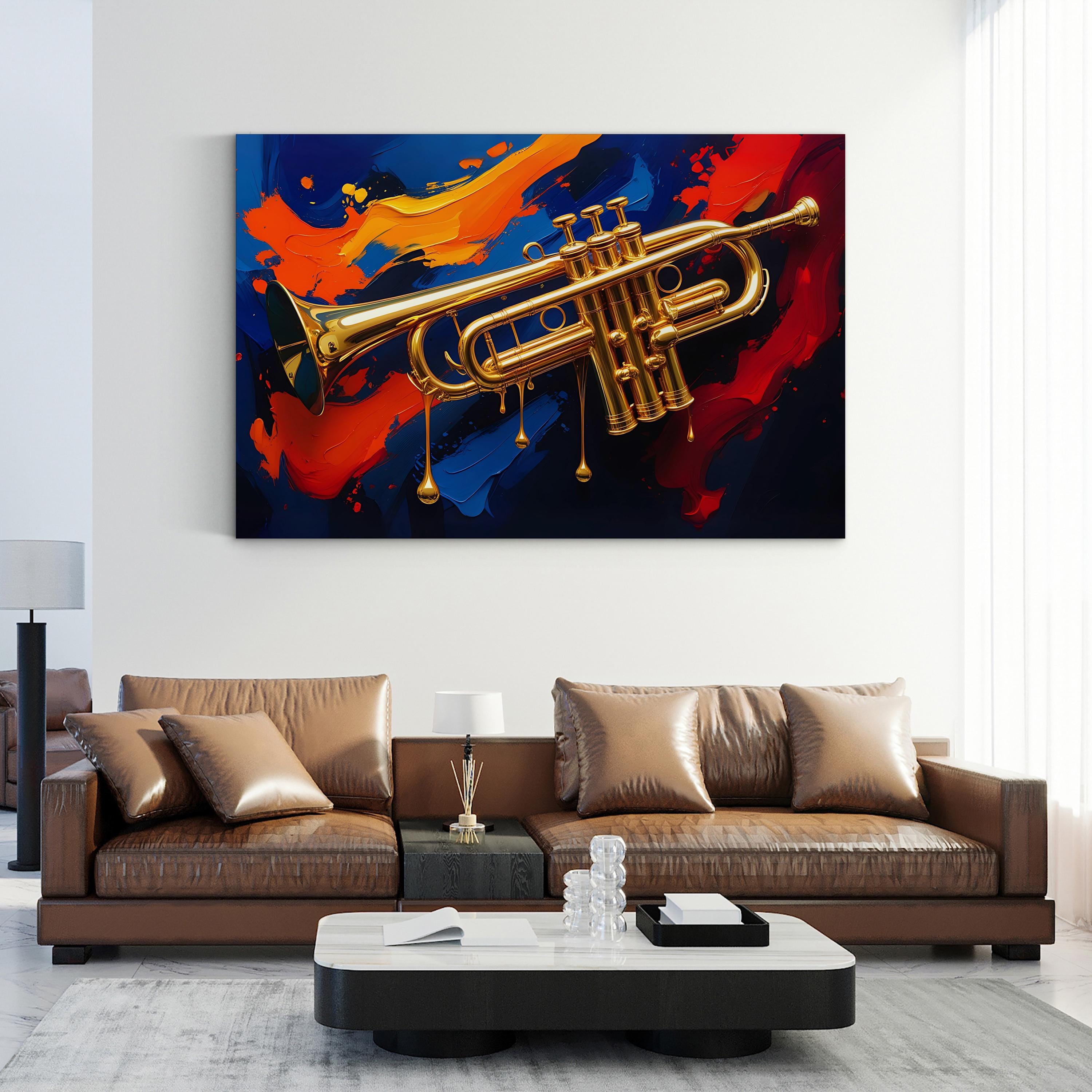Abstract Trumpet Canvas Art – Jazz Music Contemporary Canvas Print