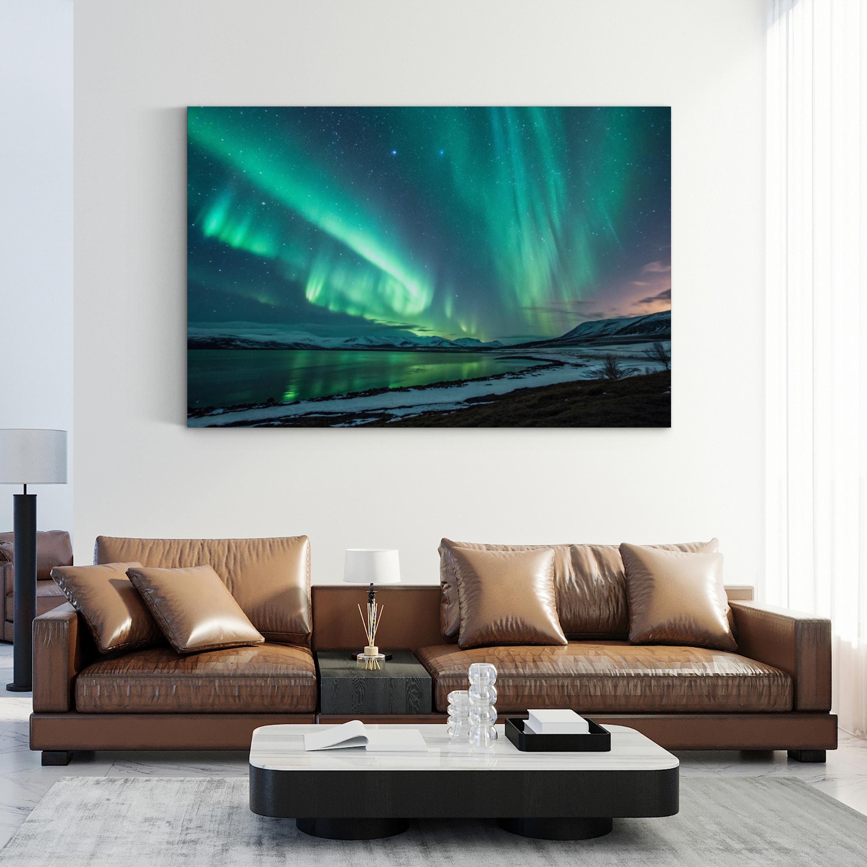 Aurora Borealis Winter Night Sky – Vintage Photography Wall Art | Majestic Landscape Canvas Print