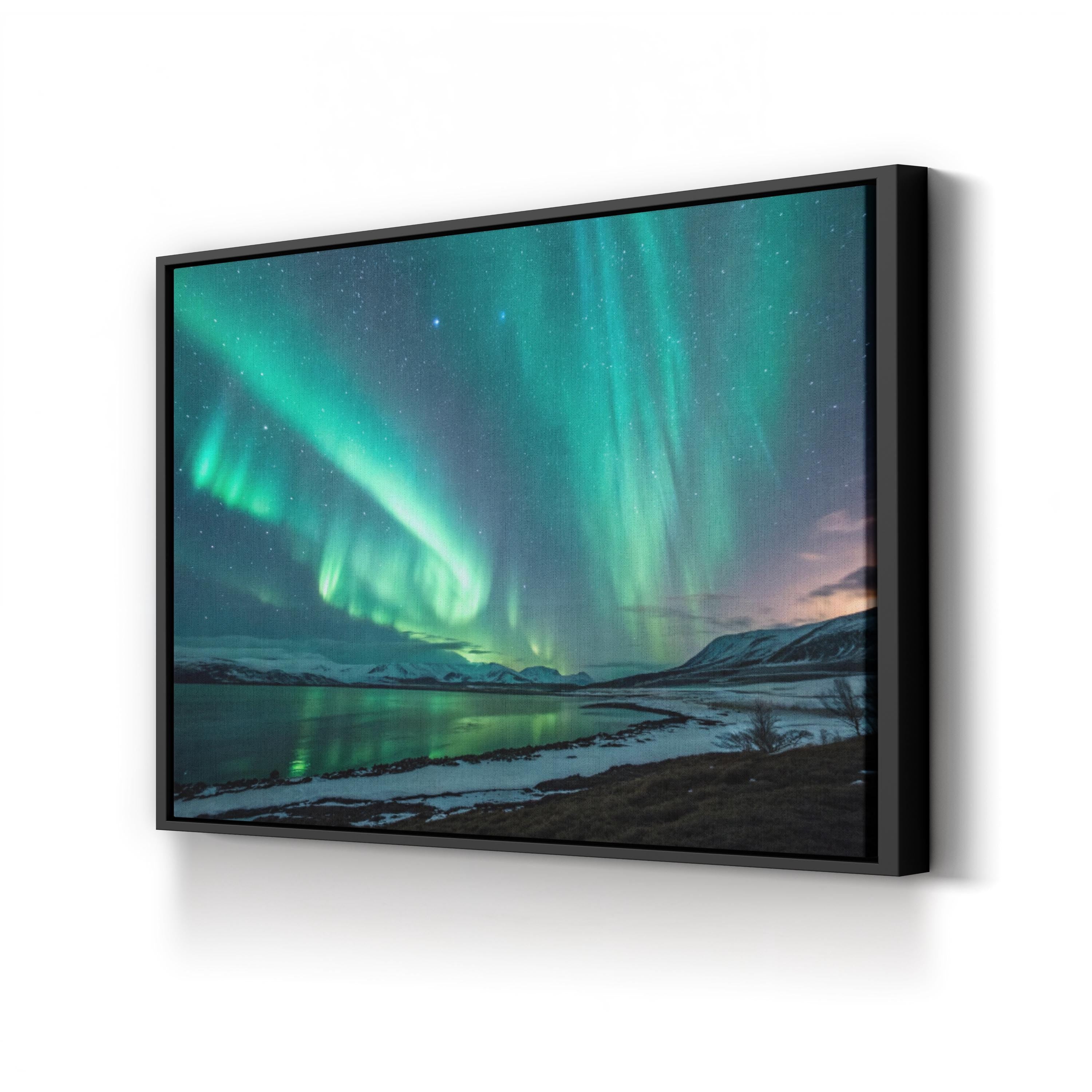 Aurora Borealis Winter Night Sky – Vintage Photography Wall Art | Majestic Landscape Canvas Print