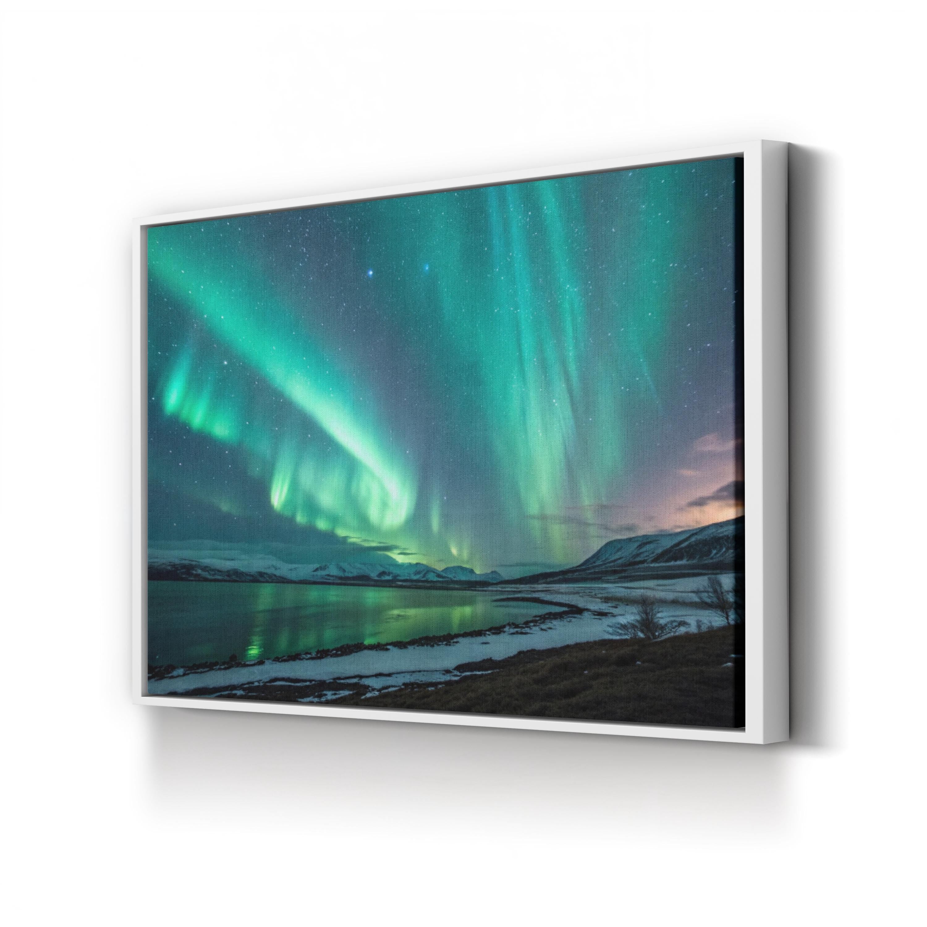 Aurora Borealis Winter Night Sky – Vintage Photography Wall Art | Majestic Landscape Canvas Print