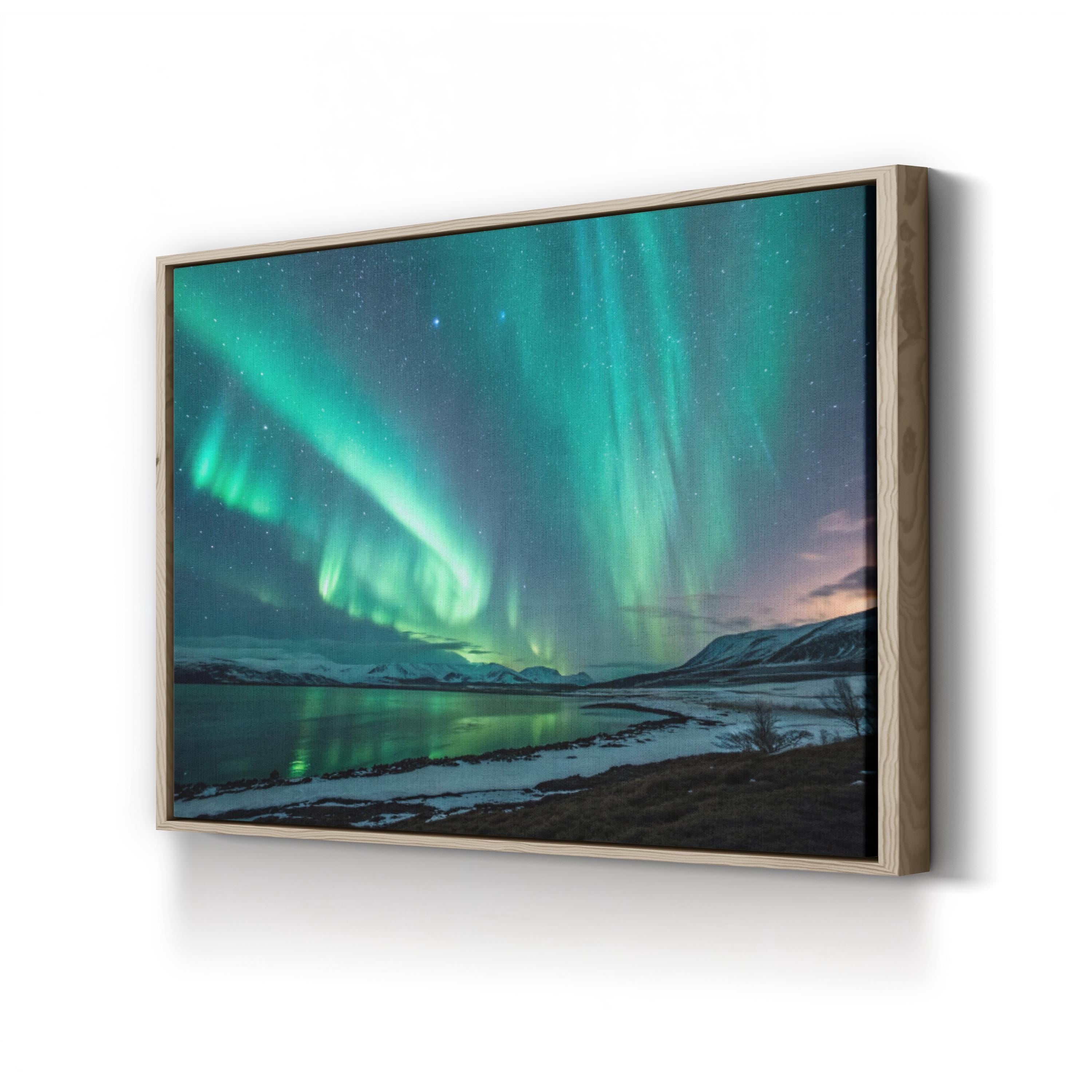Aurora Borealis Winter Night Sky – Vintage Photography Wall Art | Majestic Landscape Canvas Print