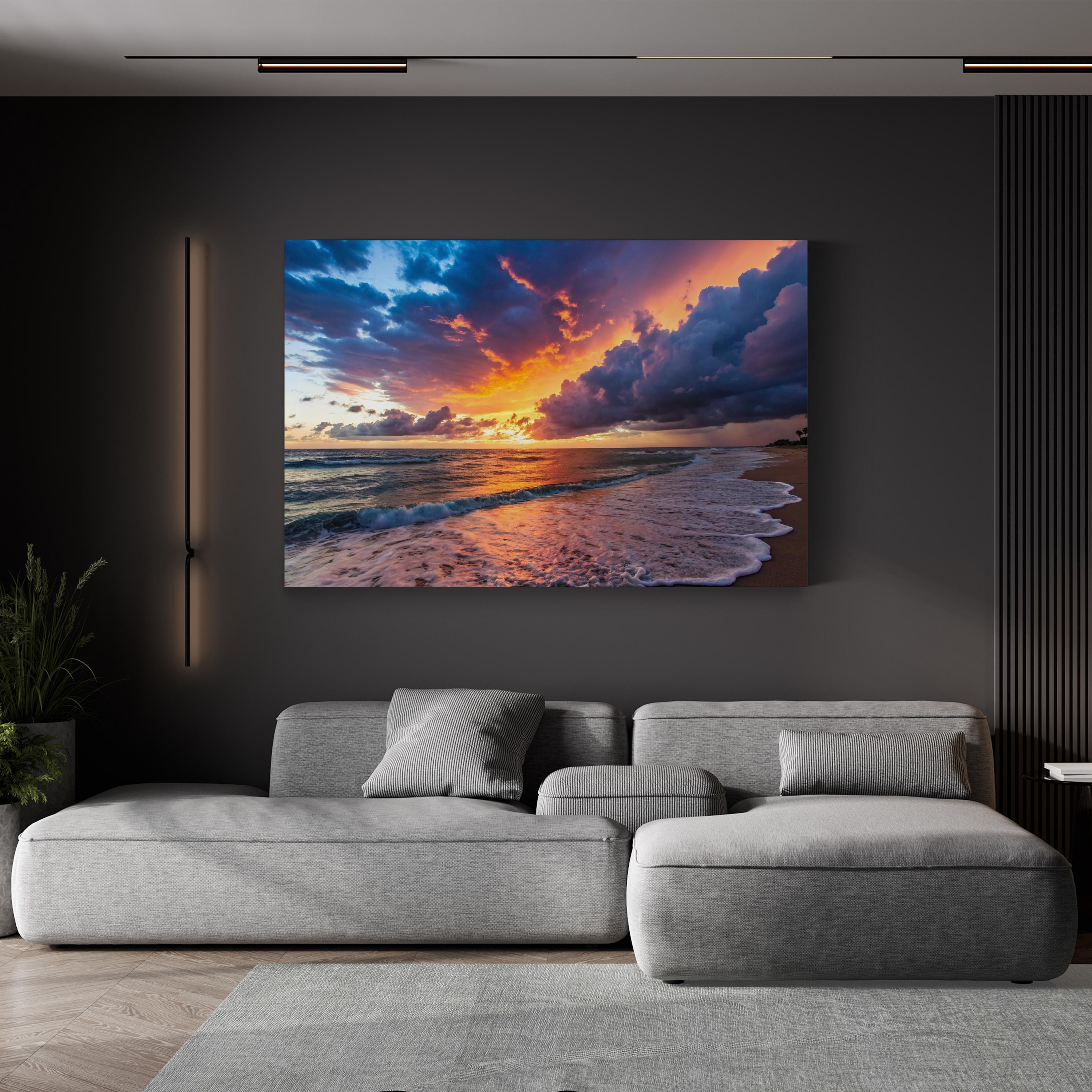 Ocean Sunset Canvas Print – Coastal Beach Seascape