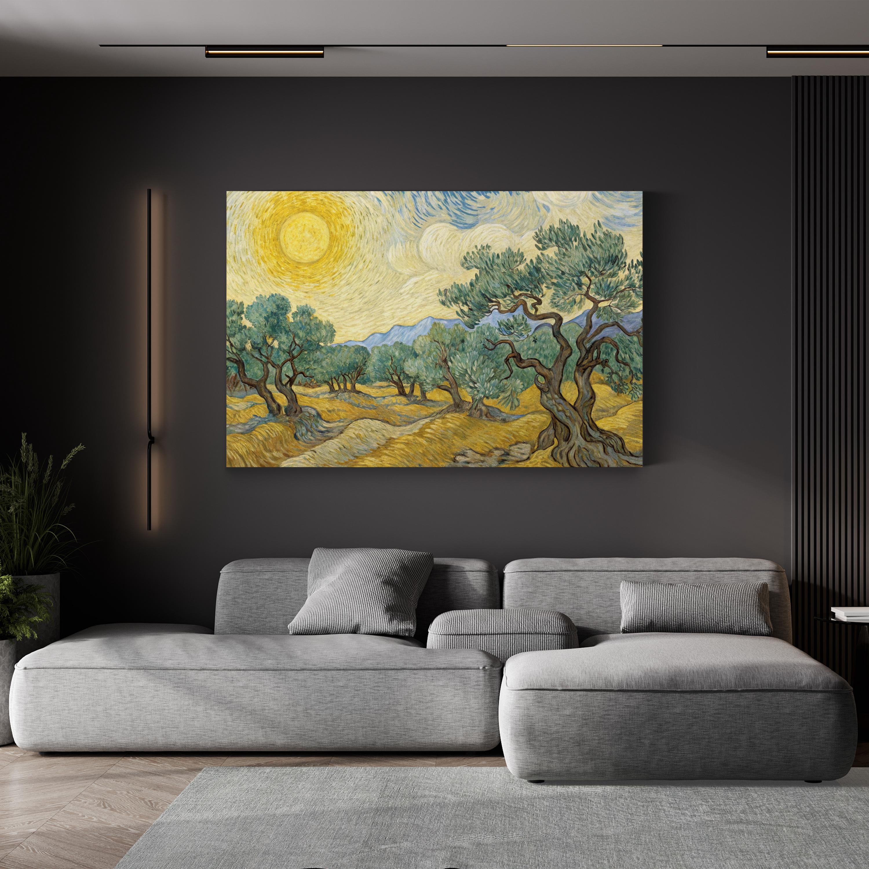 Mediterranean Olive Trees – Period Illustration Wall Art | Rustic Landscape Canvas Print