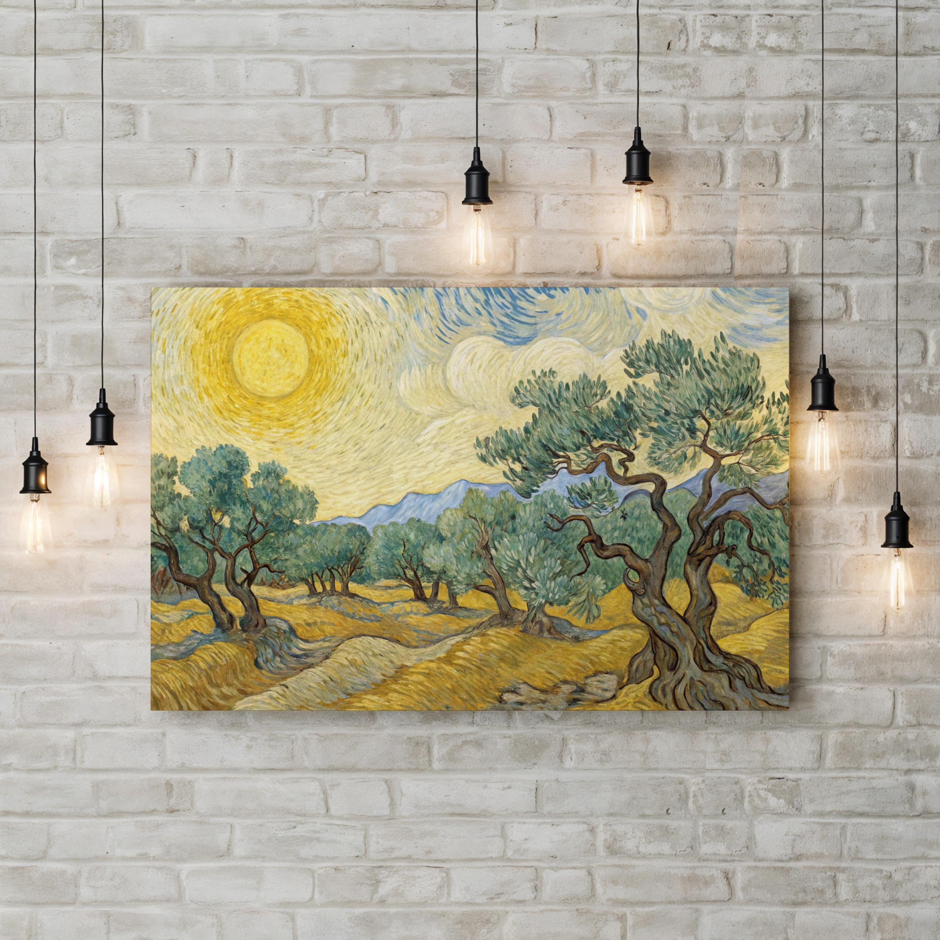 Mediterranean Olive Trees – Period Illustration Wall Art | Rustic Landscape Canvas Print