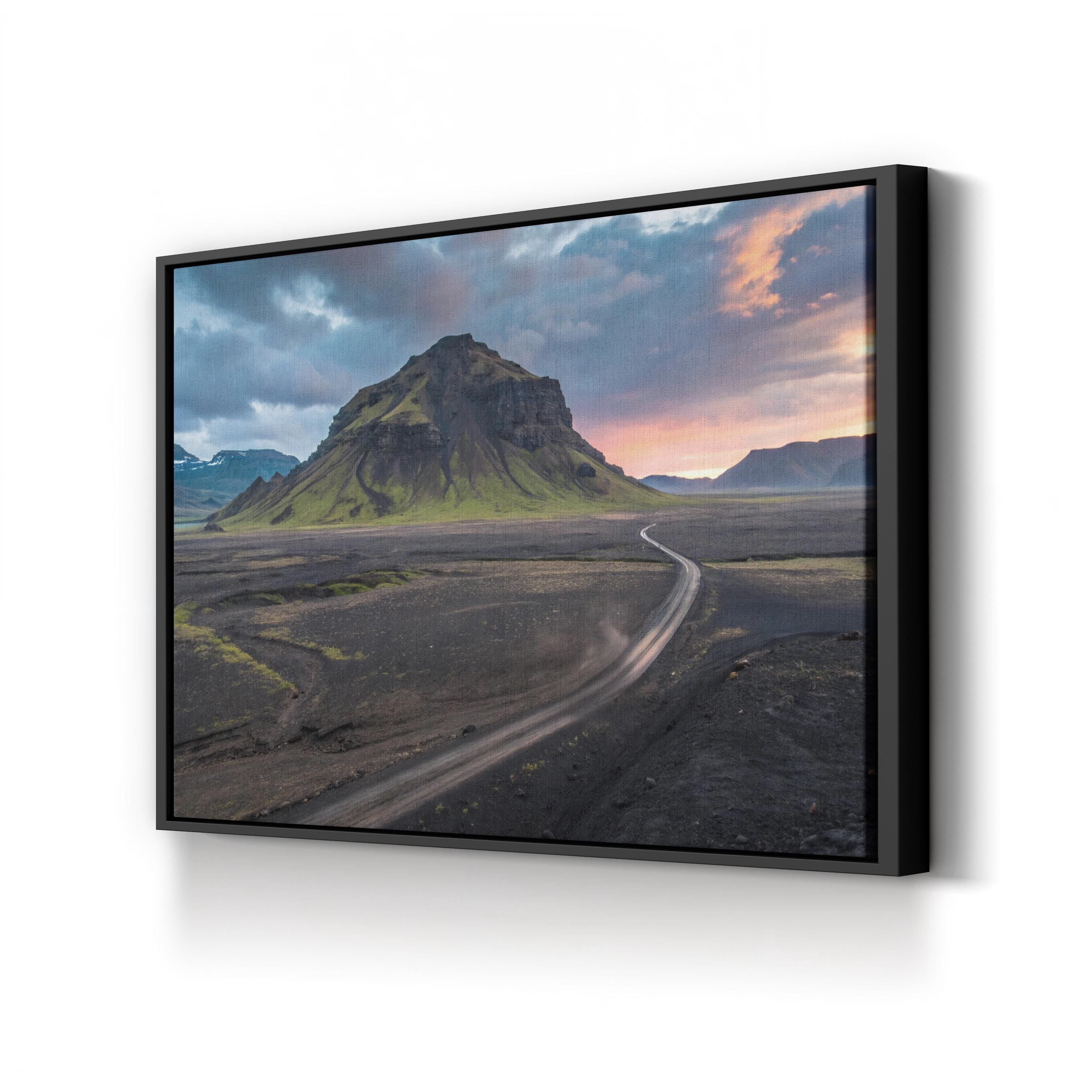 Iceland Mountain Road – Vintage Photography Wall Art | Scenic Landscape Canvas Print