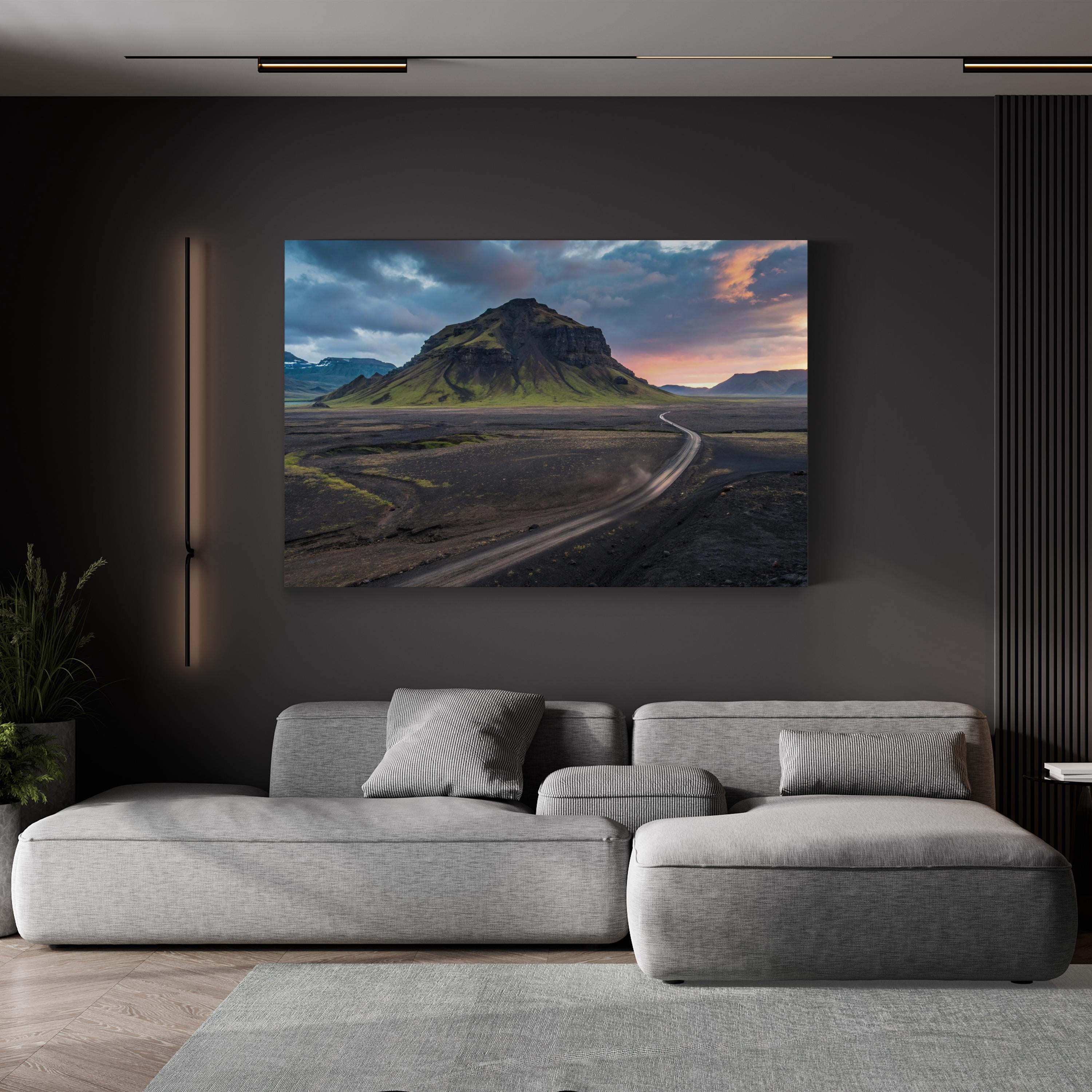 Iceland Mountain Road – Vintage Photography Wall Art | Scenic Landscape Canvas Print