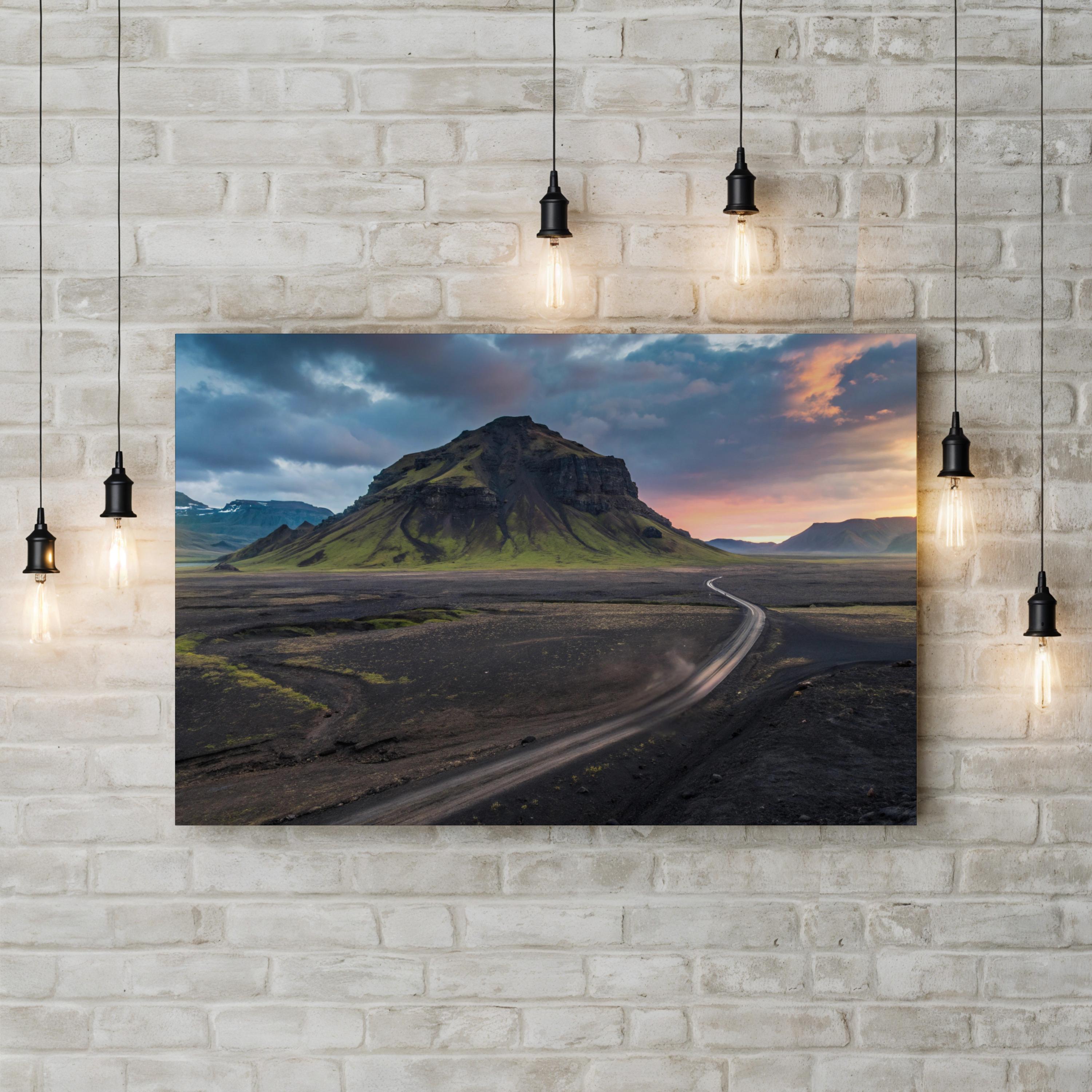 Iceland Mountain Road – Vintage Photography Wall Art | Scenic Landscape Canvas Print