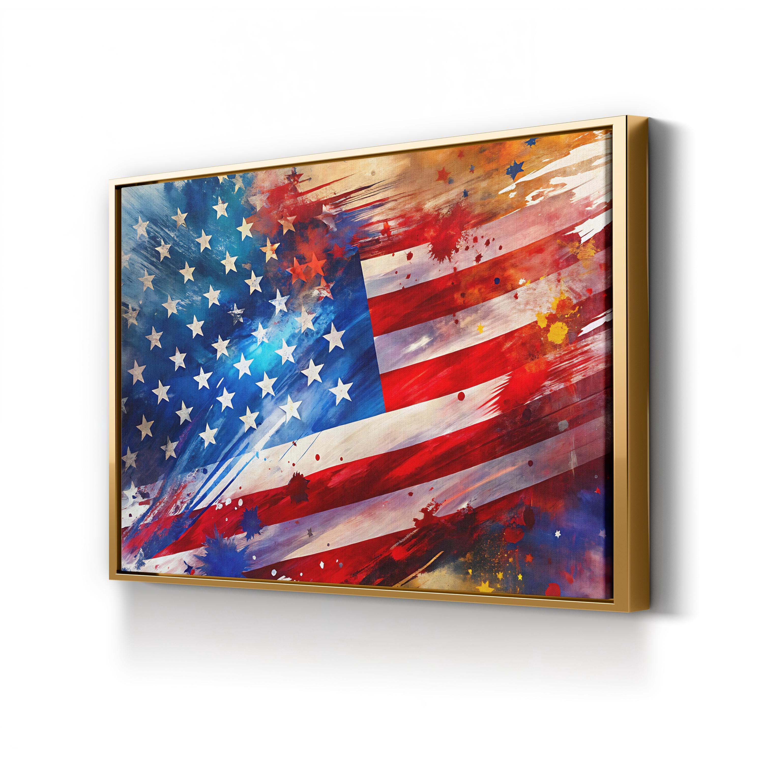 Abstract American Flag – Period Illustration Wall Art | Contemporary Patriotic Canvas Print