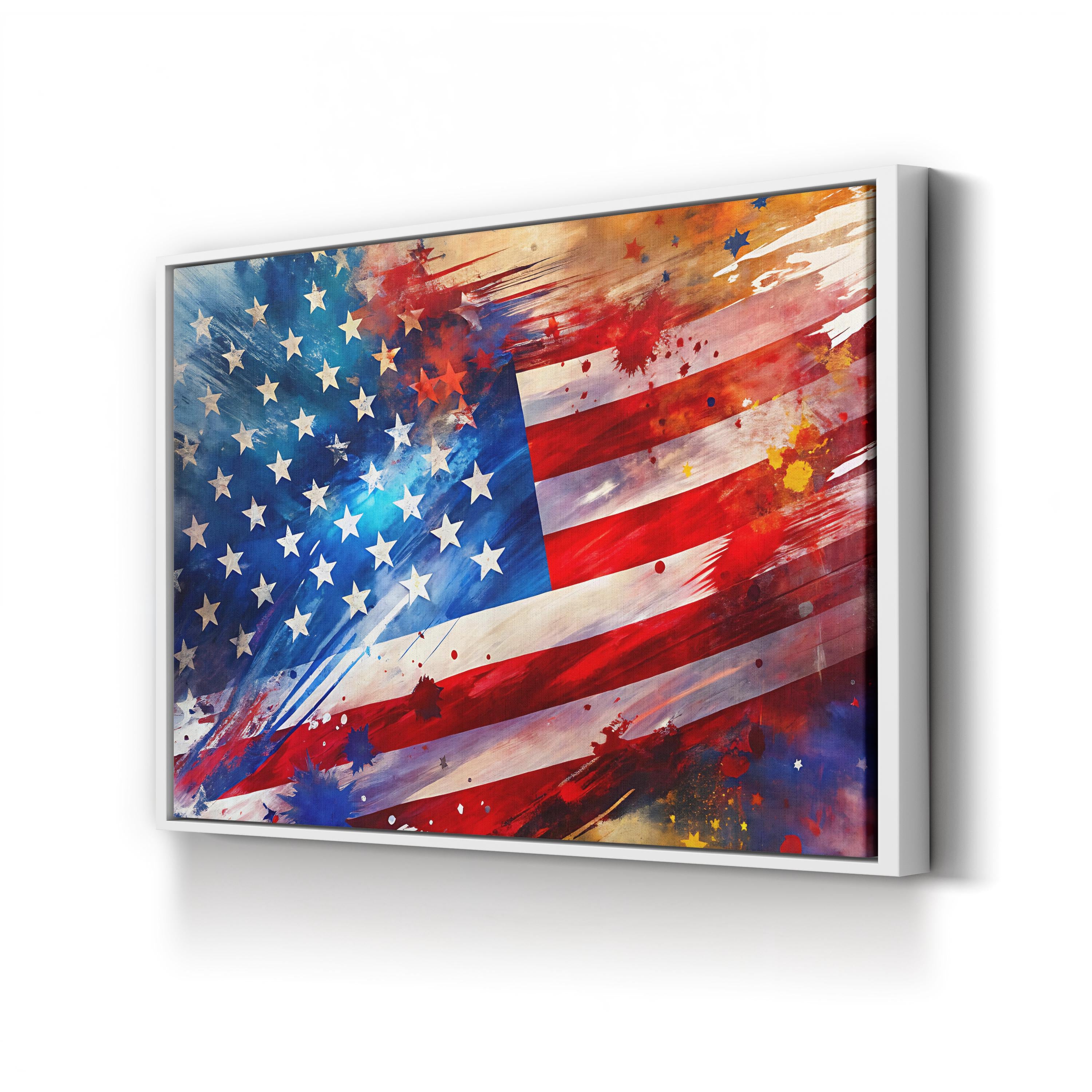 Abstract American Flag – Period Illustration Wall Art | Contemporary Patriotic Canvas Print